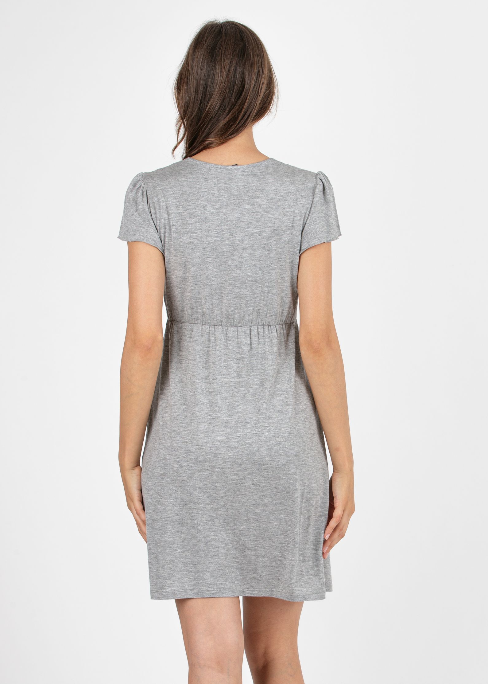 Maternity & Nursing Nightie with Lace Details (Grigio Chiaro)