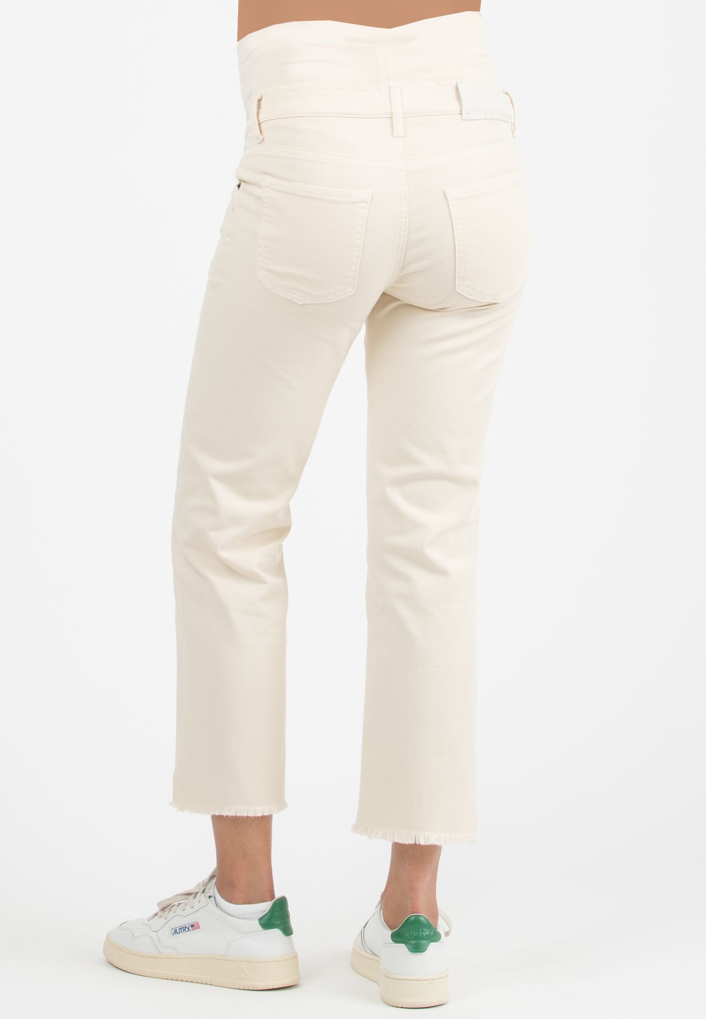 GIADA - Colorful Maternity Straight Jeans with Fringed Hem (Naturale)