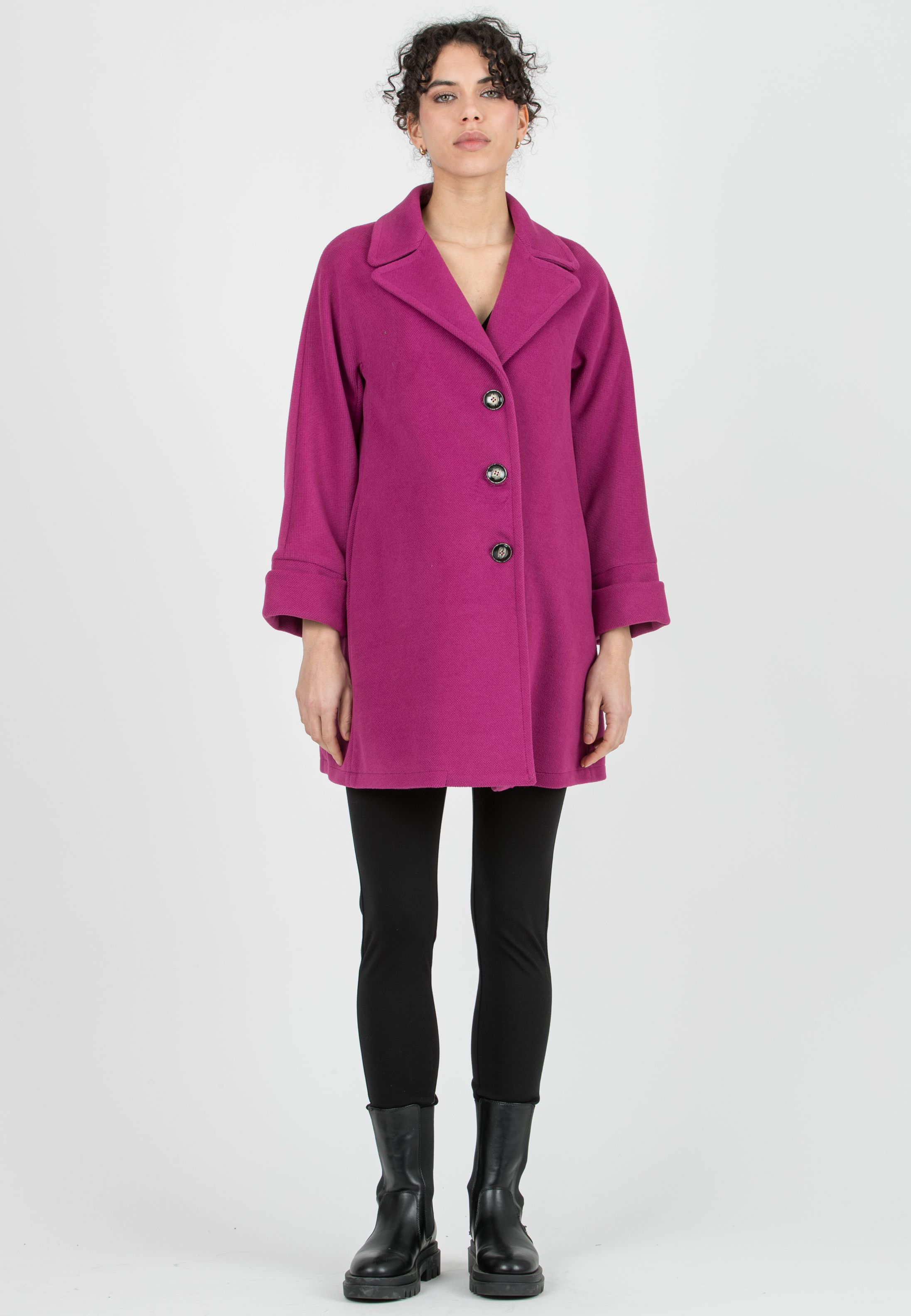 Maternity Kimono Coat with Lapel Collar (Ciclamino)