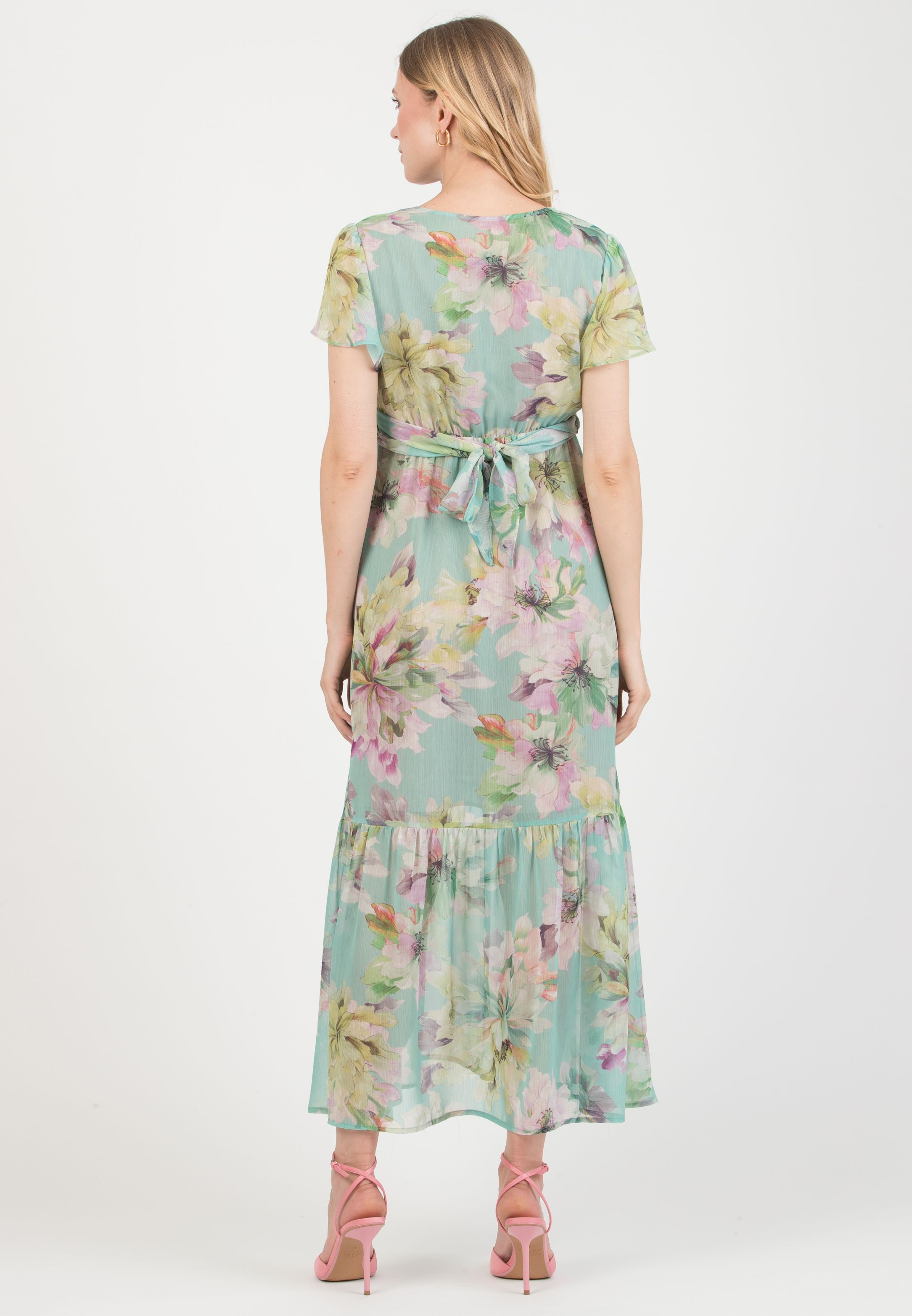 LUDOVICA – Maternity & Nursing Dress with Crossover Bodice (Acqua)