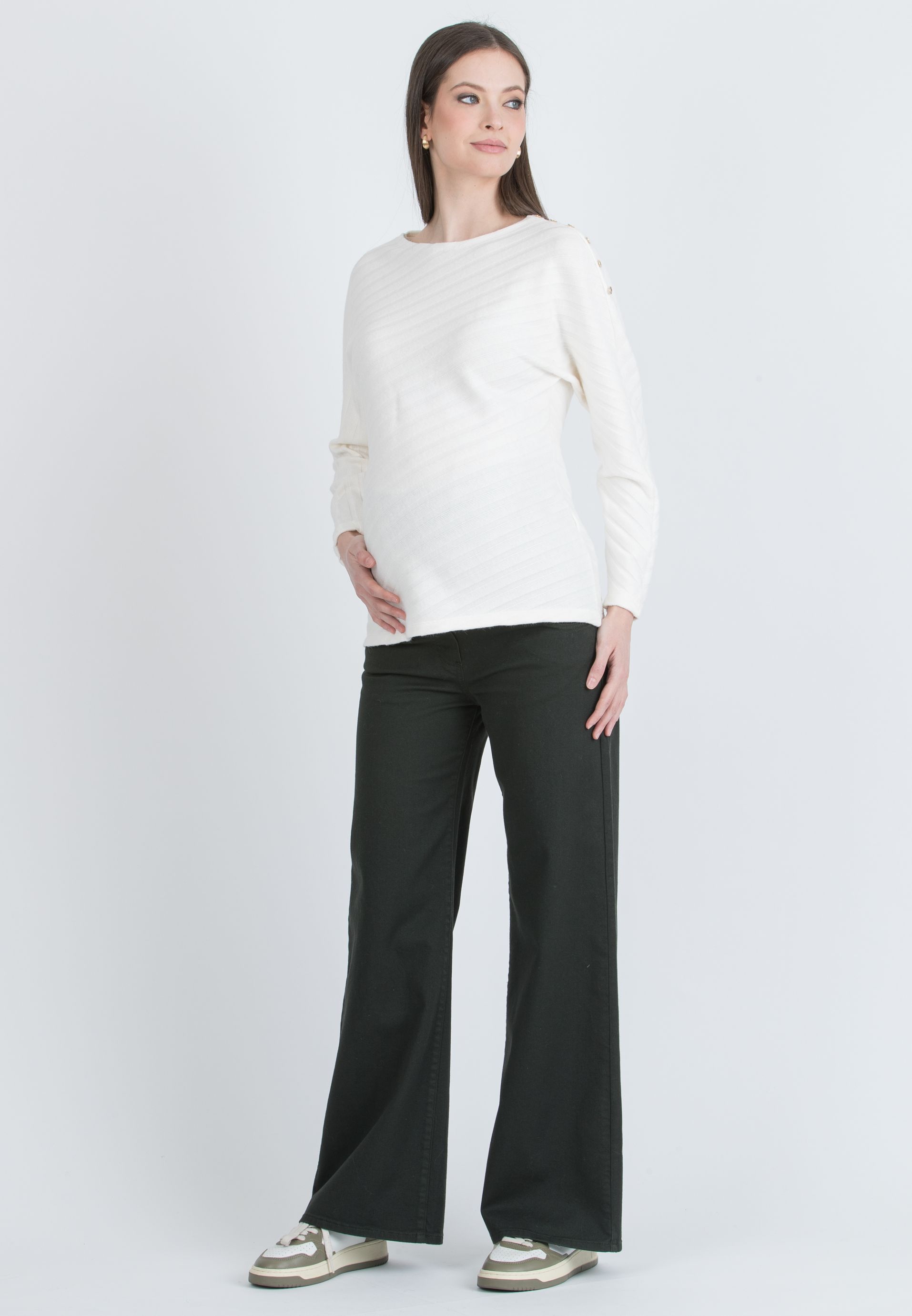 NOAH – Maternity Wide-Leg Jeans in Coloured Denim (Verde)