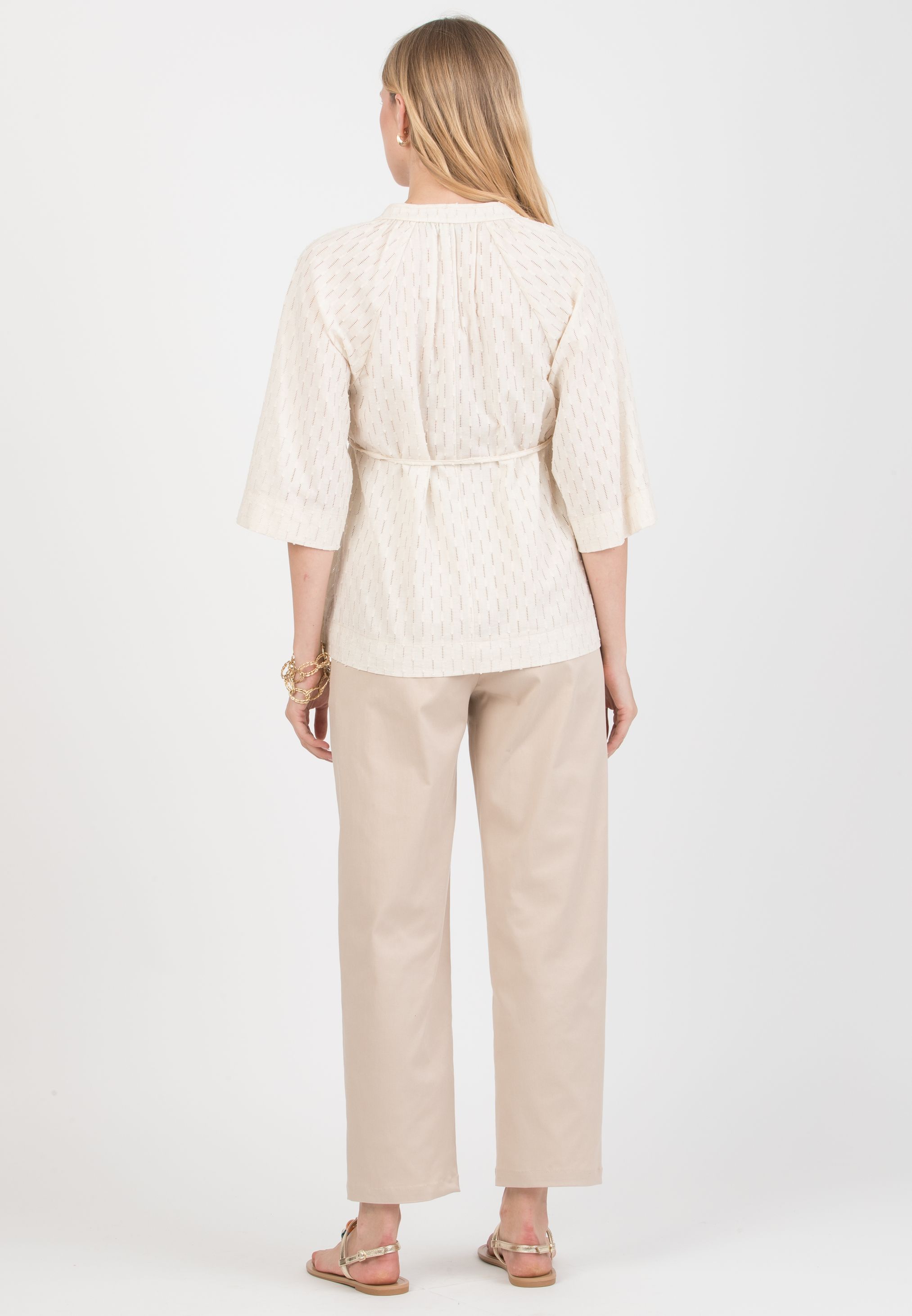 AVA - Maternity Sangallo Blouse with Adjustable Tie (Naturale)