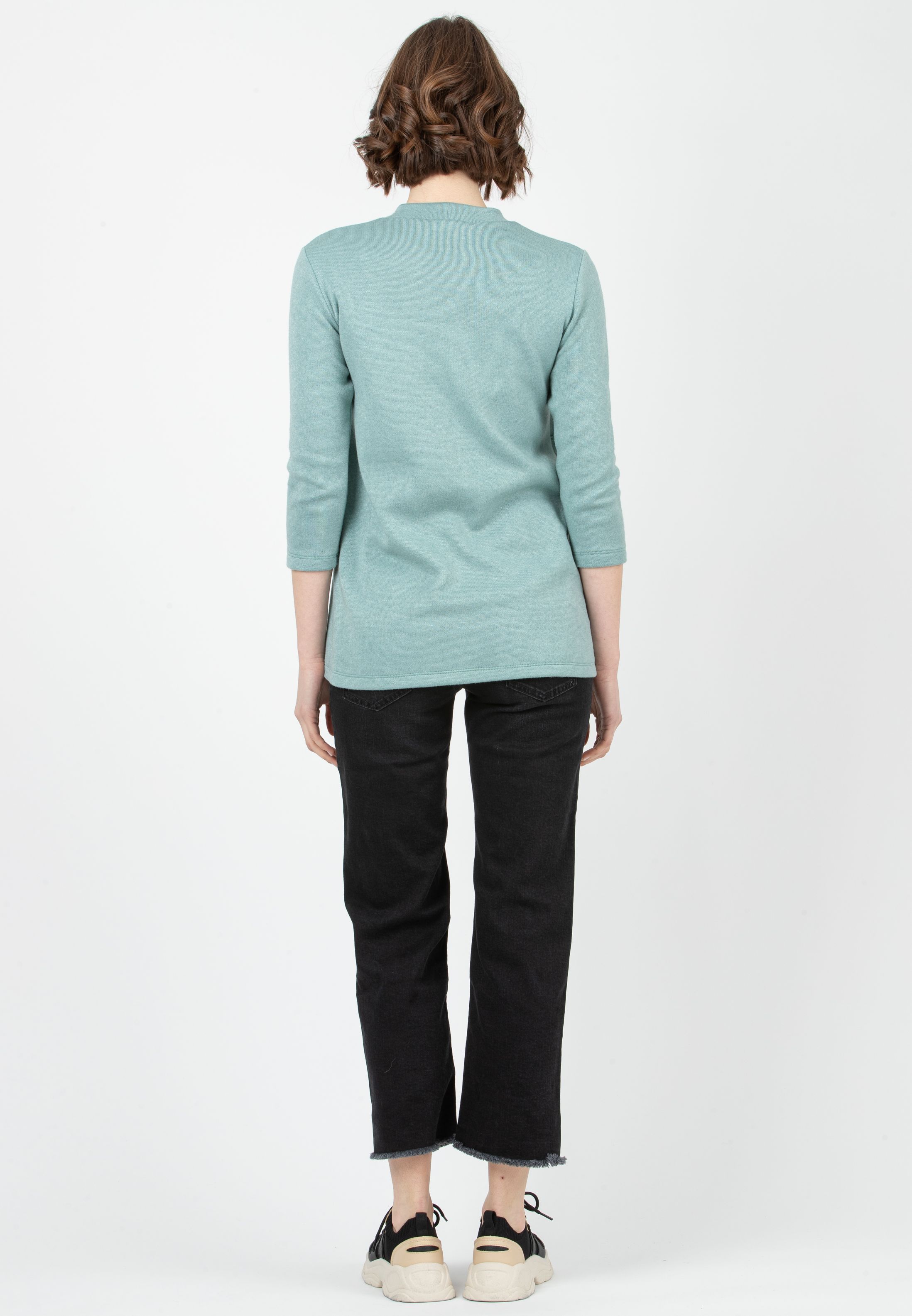 GIADA BLACK - Cropped Straight Maternity Jeans with Fringed Hem (Nero)