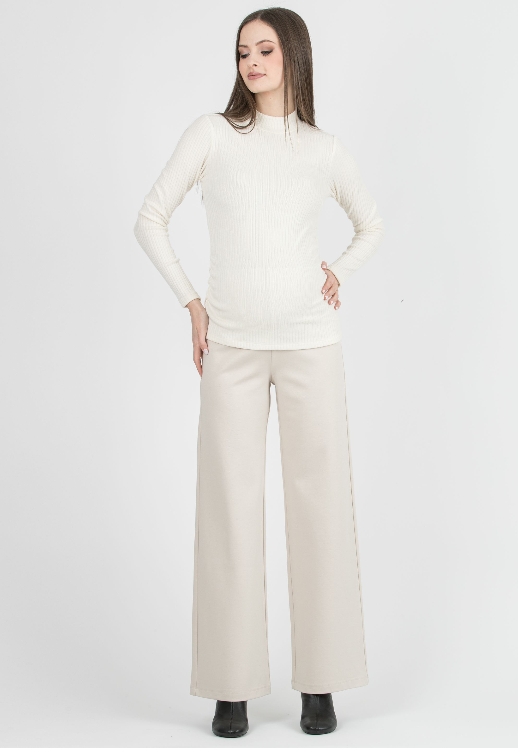 KIMBERLY - Maternity trousers in Diagonal Ponte Fabric (Avorio)