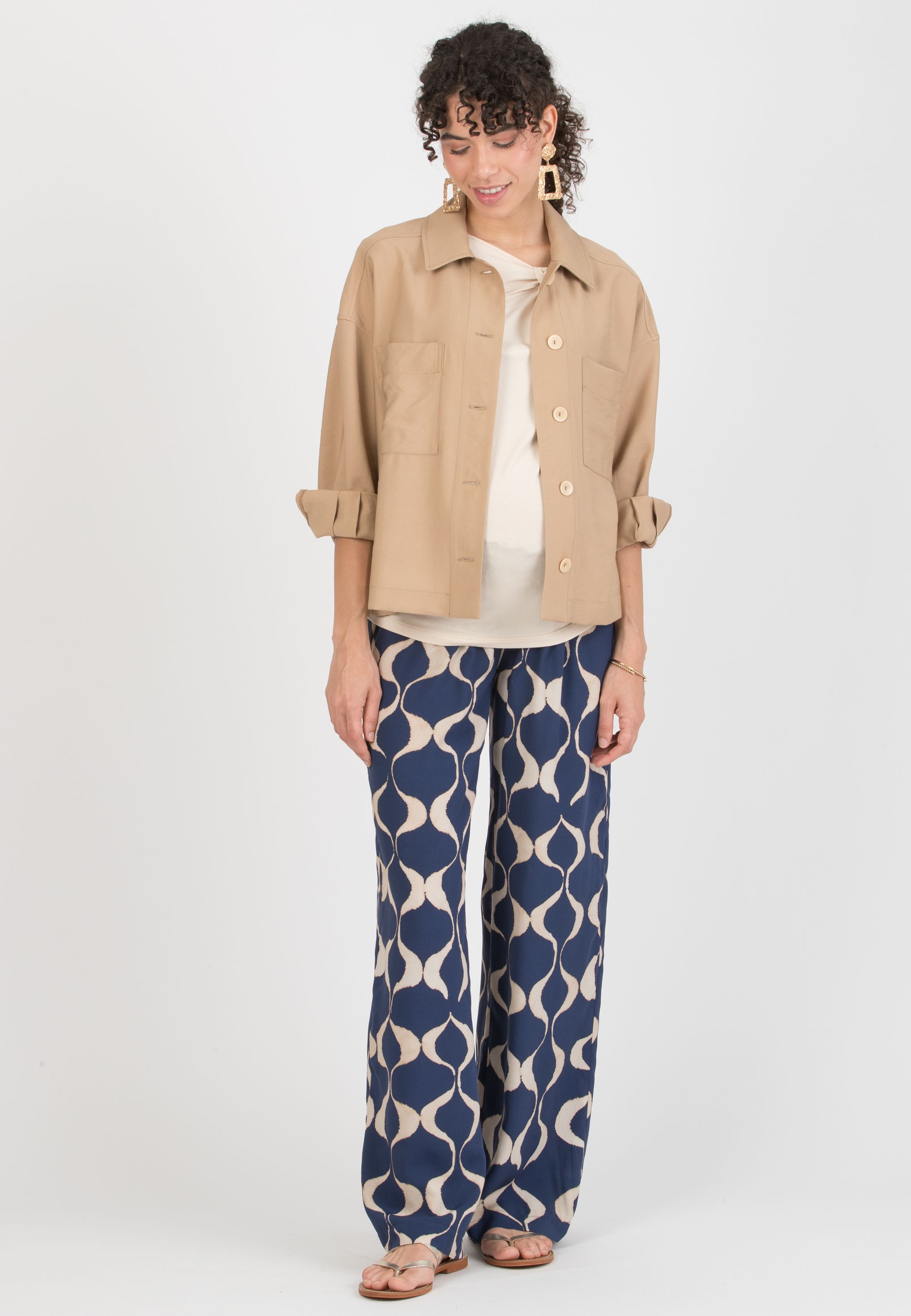 NINA - Maternity Viscose Shirt Jacket (Cammello)