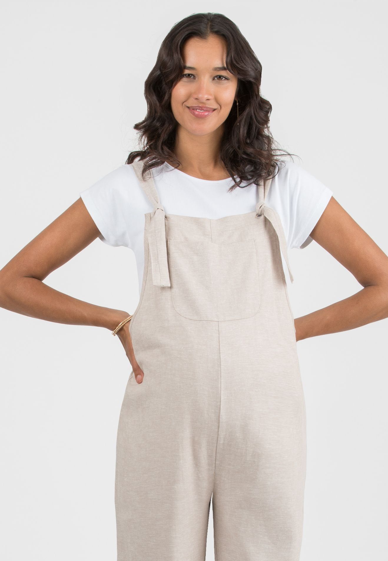BETTA – Linen Maternity Dungaree (Ecru')