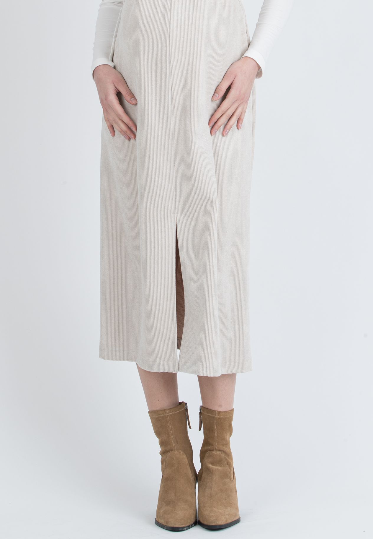 PAMELA – Maternity Corduroy Pinafore (Naturale)