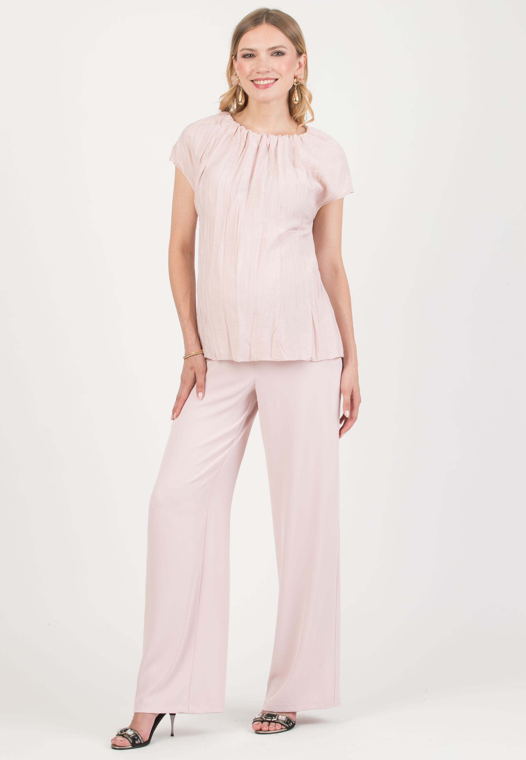LOLA - Maternity Blouse in Crinkled Viscose (Rosa)