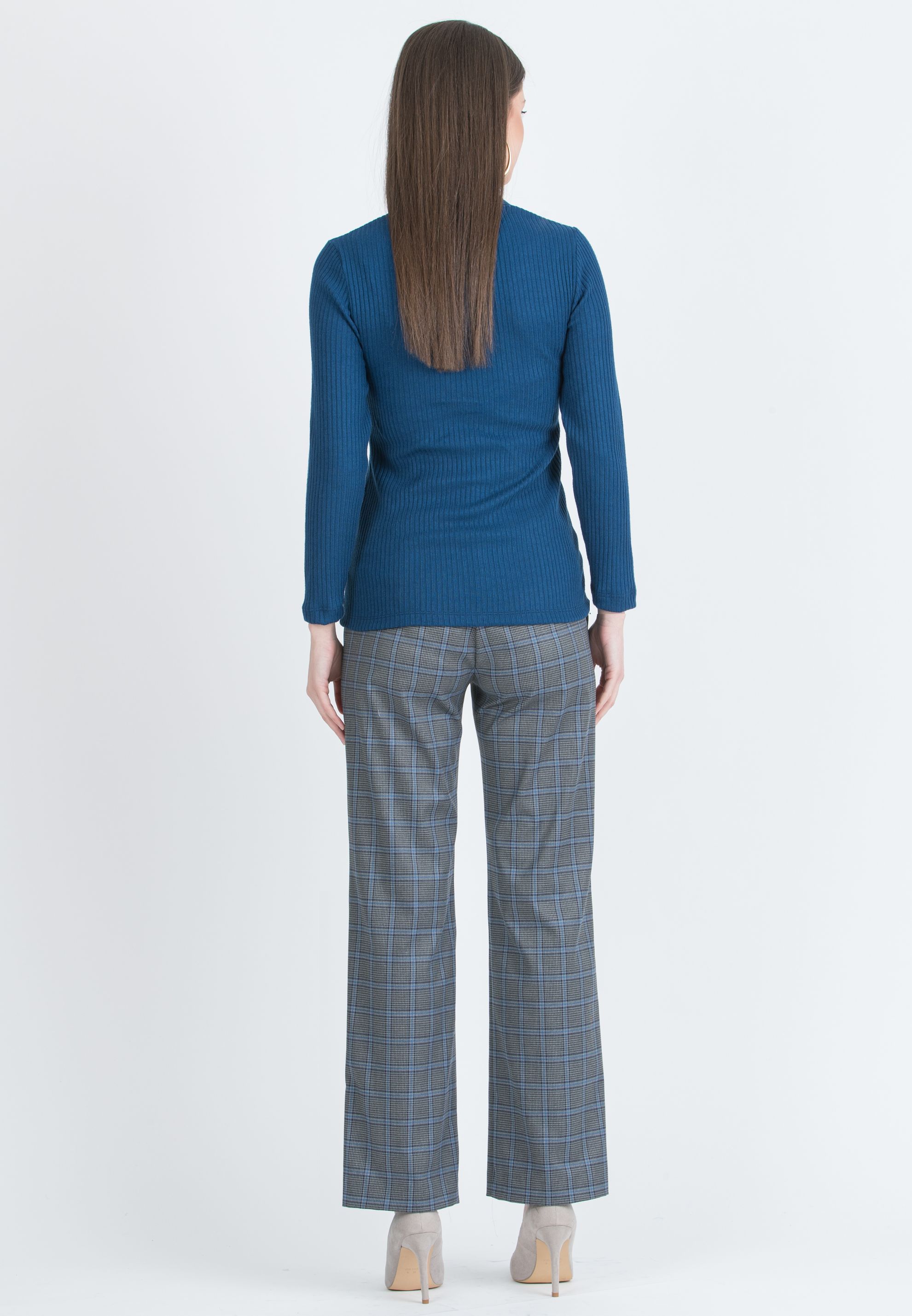 ALEX – Maternity Trousers in Patterned Fabric (Azzurro Polvere)