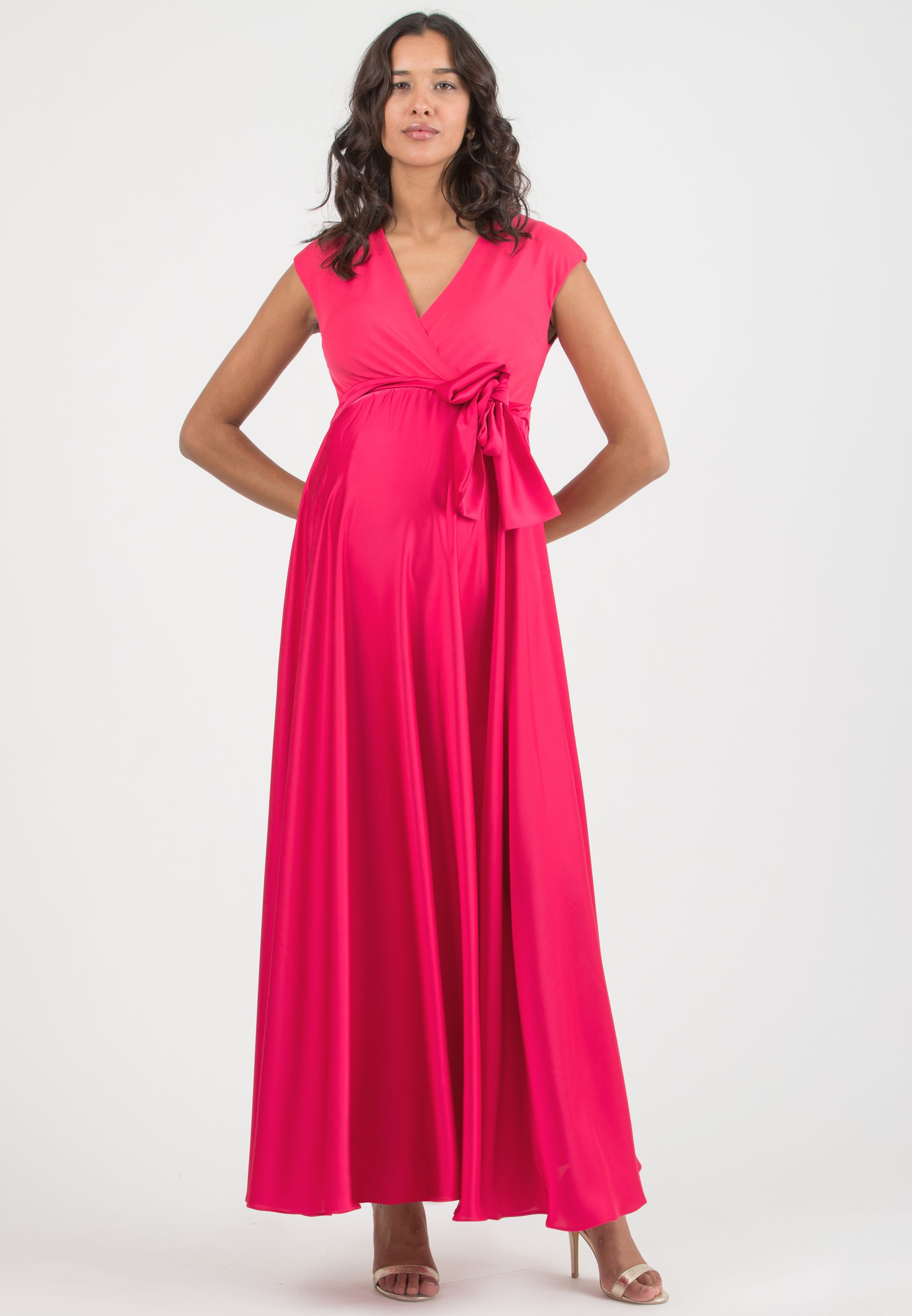 LUCREZIA - Maternity & Nursing Maxi Dress with Satin Skirt (Rosso)
