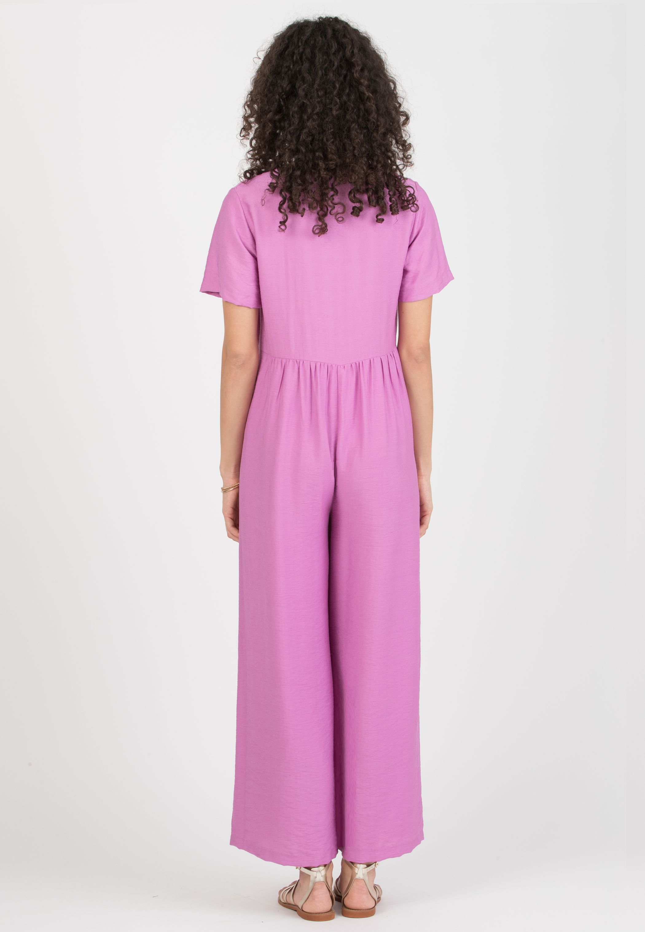 VIVIENNE - Maternity & Nursing Viscose Jumpsuit with Front Buttons (Ciclamino)