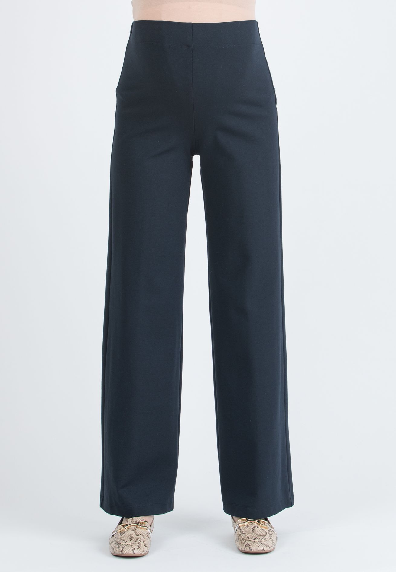 KIMBERLY P - Pantalone Premaman Palazzo in Punto Milano Invernale (Blu)