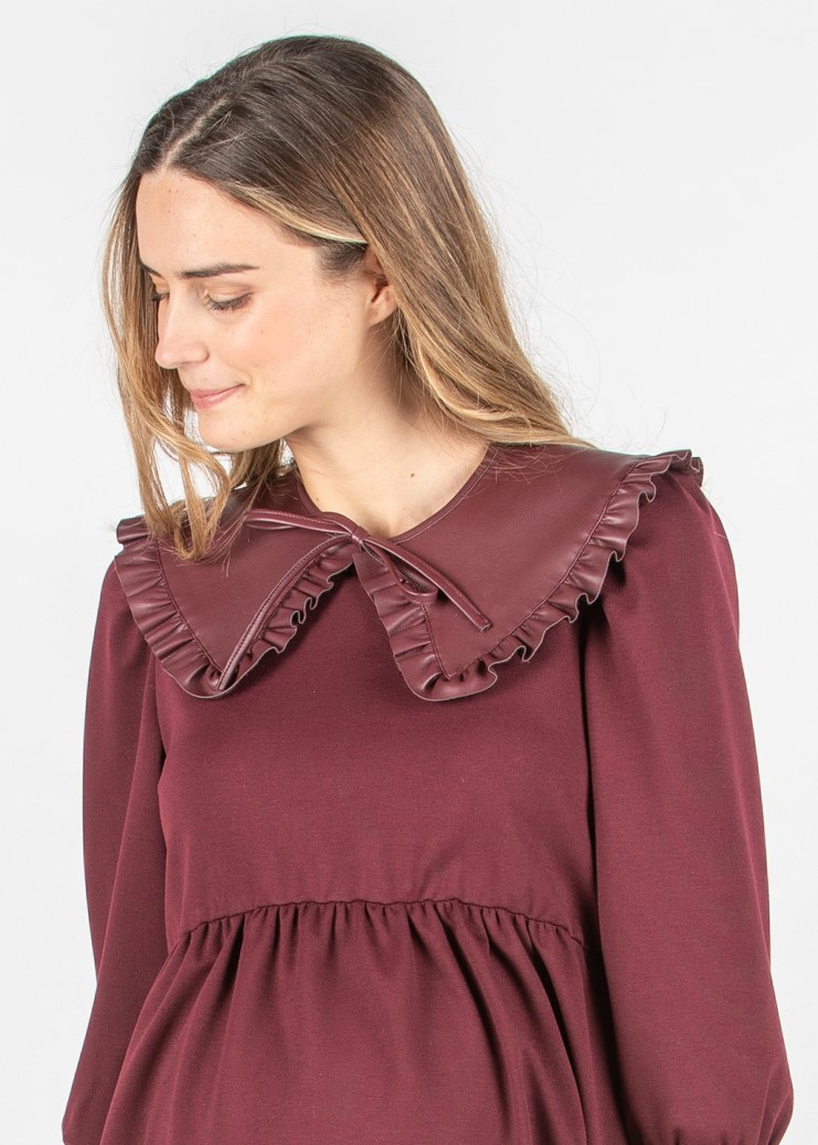 Collar in Faux Leather (Bordeaux)