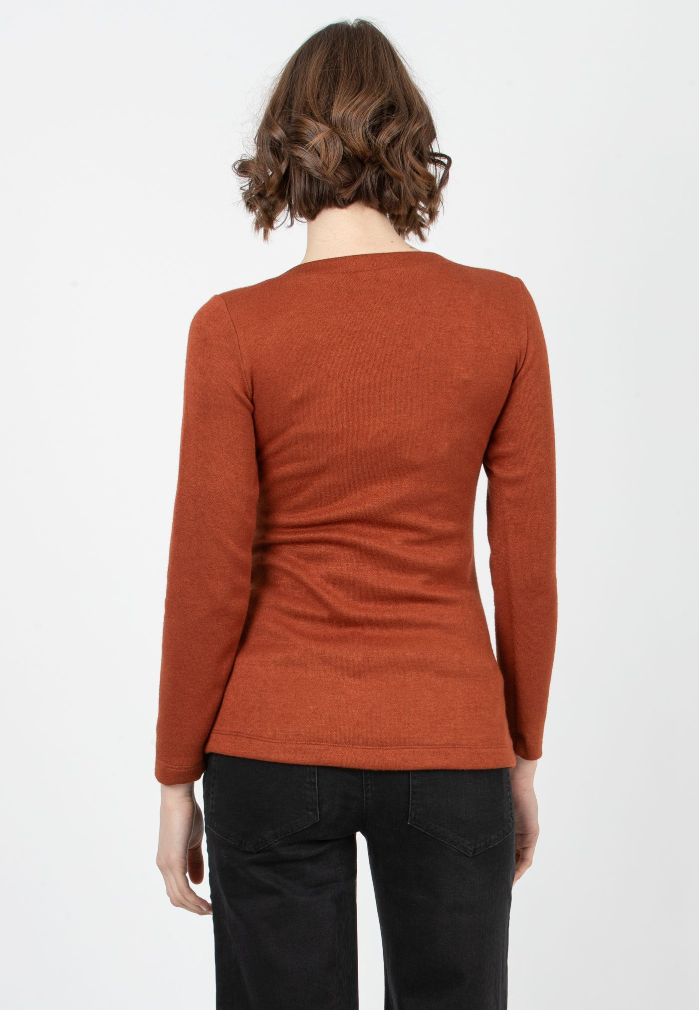 AMELIA M - Maternity Sweater in Viscose Yarn with Waistband (Rosso Mattone)