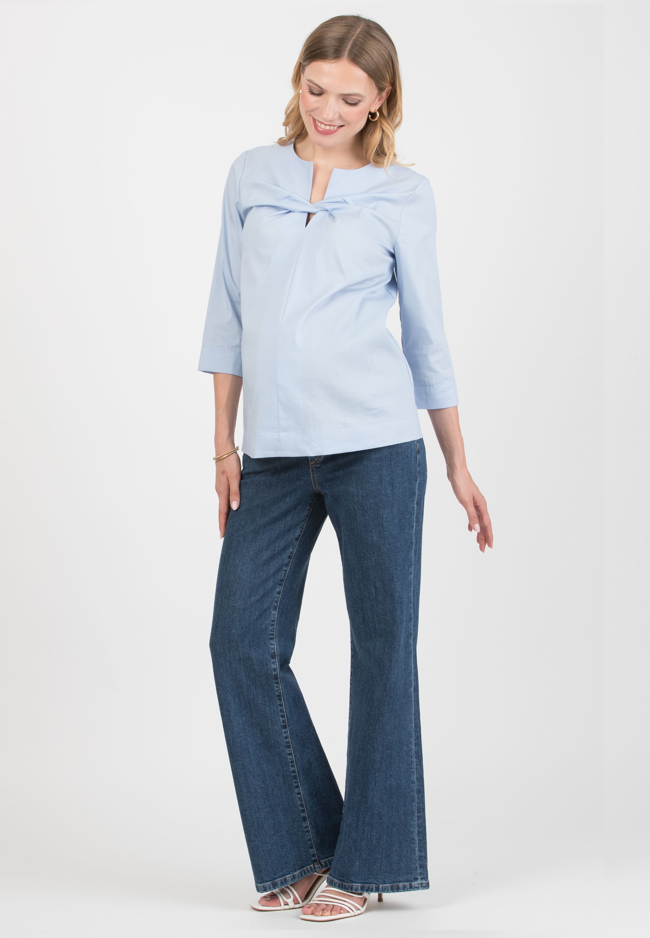 BELINDA - Jeans Premaman a Zampa (Blu Scuro)