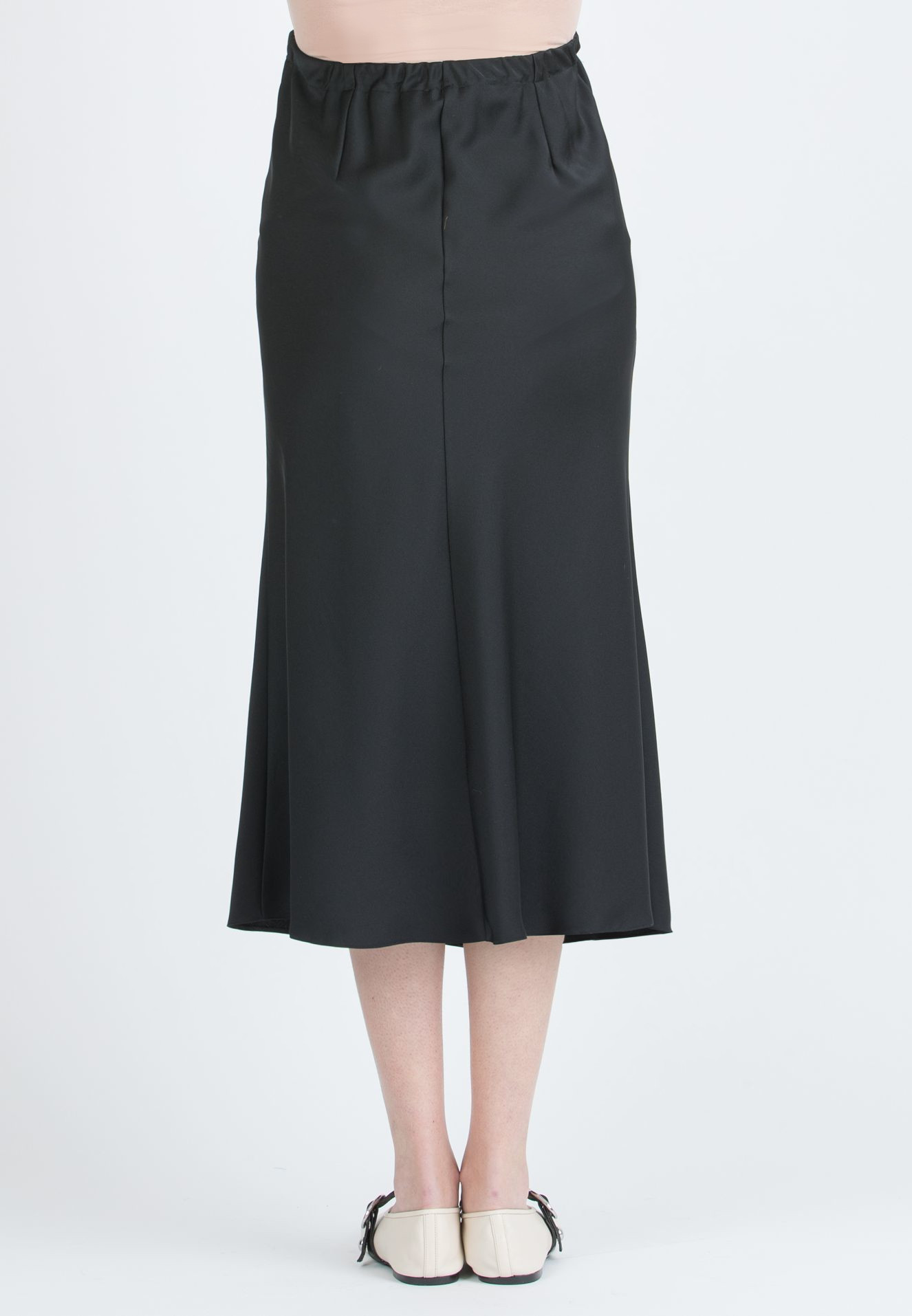 PIA – Flared Maternity Skirt in Satin (Nero)