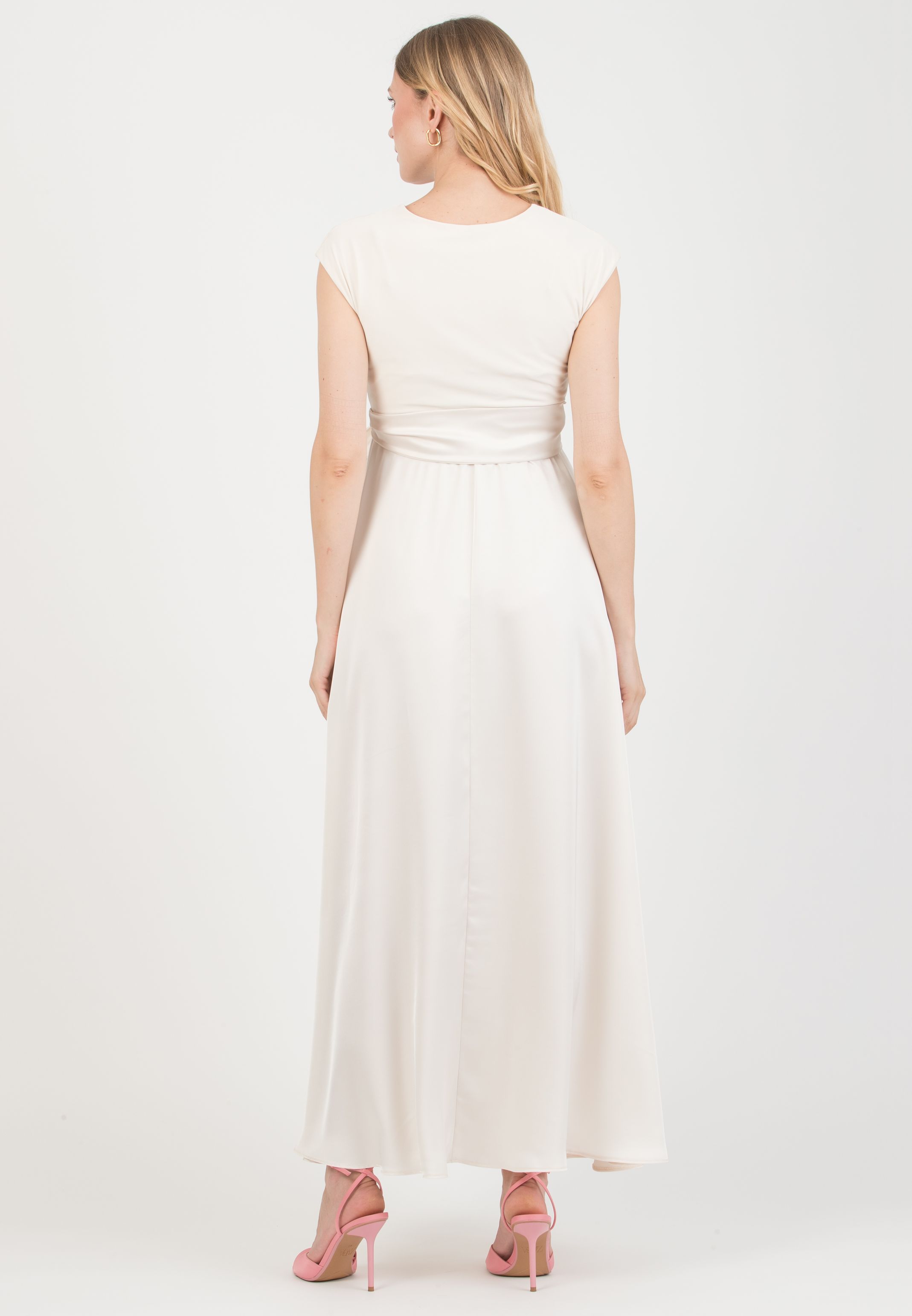 LUCREZIA - Maternity & Nursing Maxi Dress with Satin Skirt (Naturale)