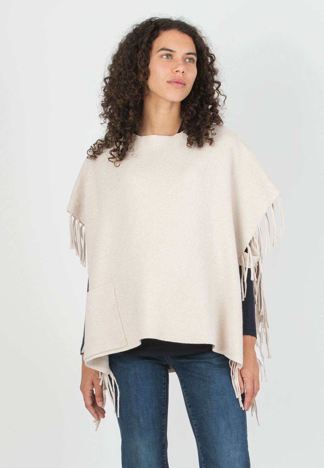 NICOLE - Fringed Maternity Cape (Naturale)