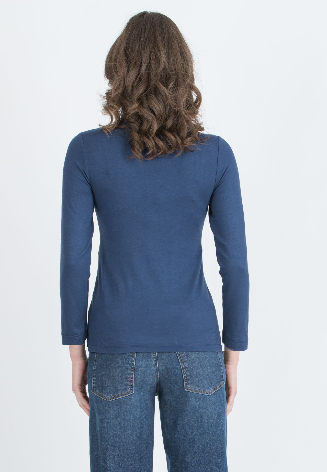 ISSA J – Maternity & Nursing Top in Stretch Viscose Jersey with Front Knot (Blu)