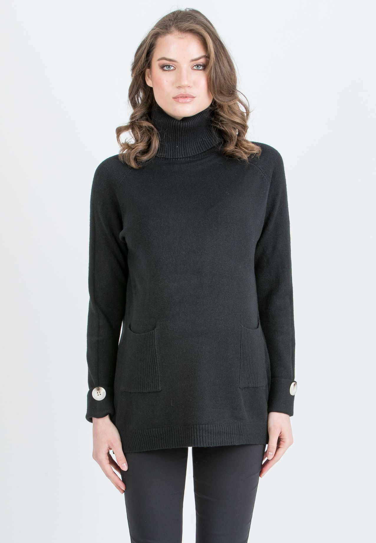 ALBA - Maternity Jumper with High Neck and Pockets (Nero)