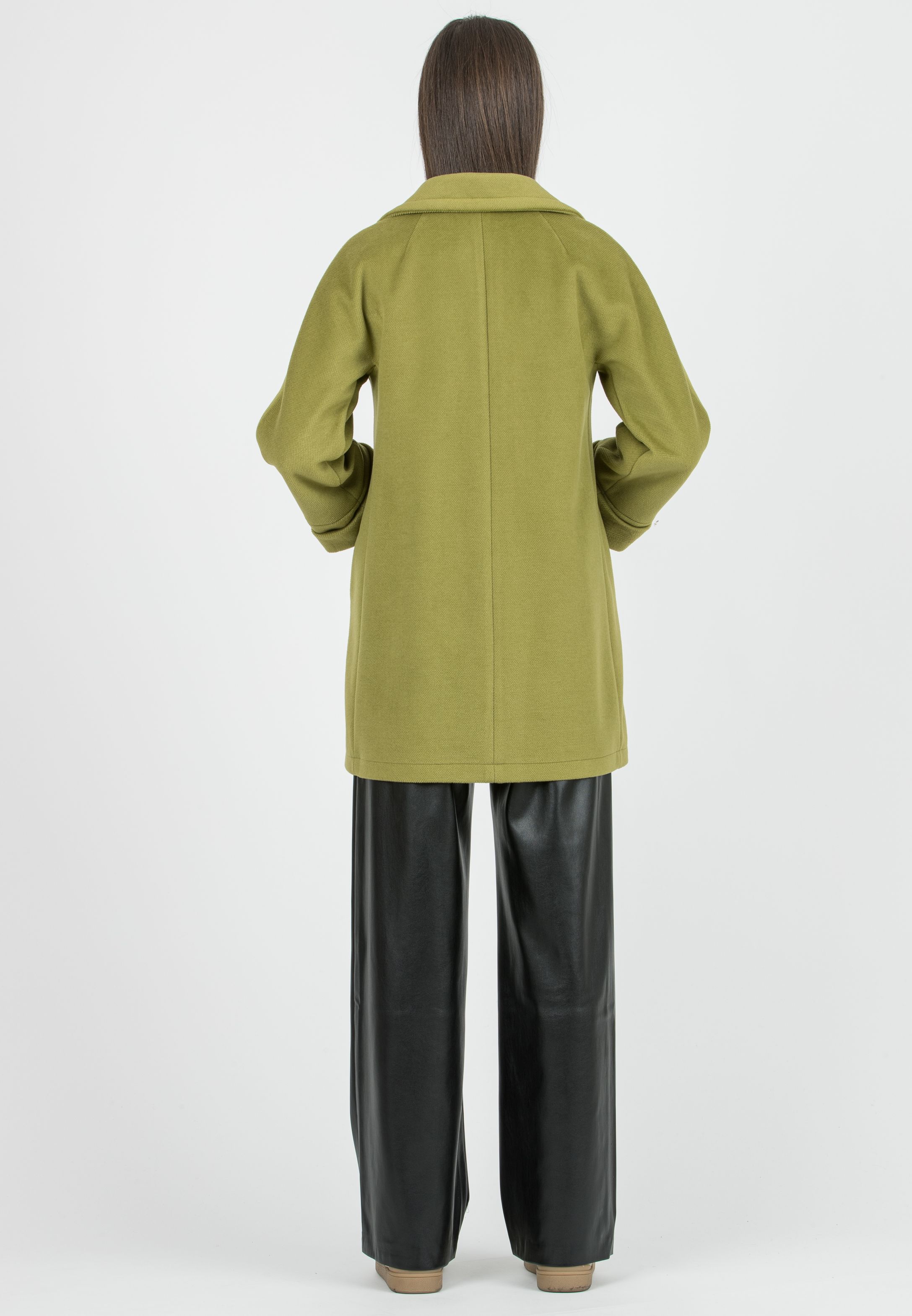 Maternity Kimono Coat with Lapel Collar (Verde Pistacchio)