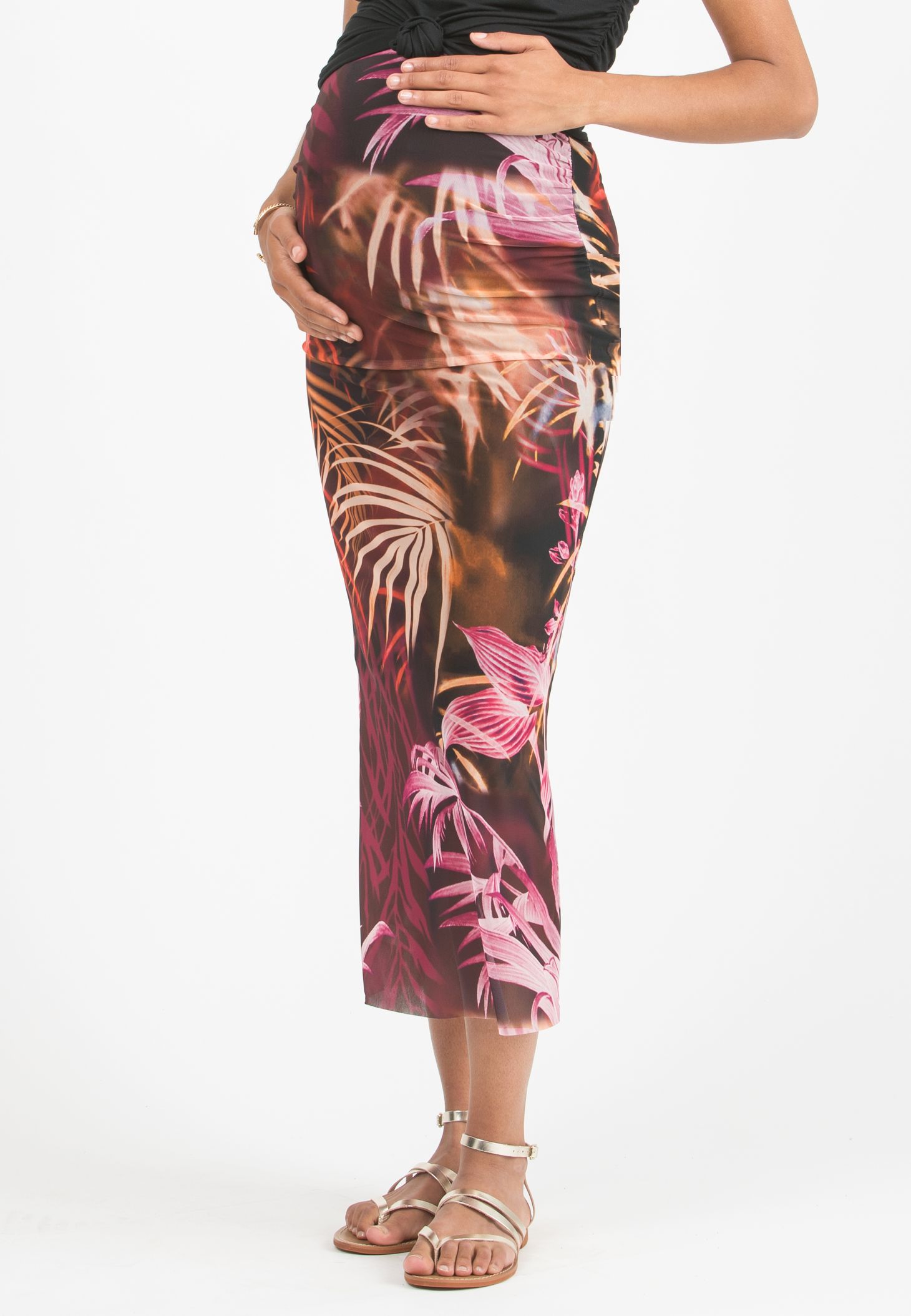JUPITER – Maternity Printed Mesh Skirt (Fuxia)