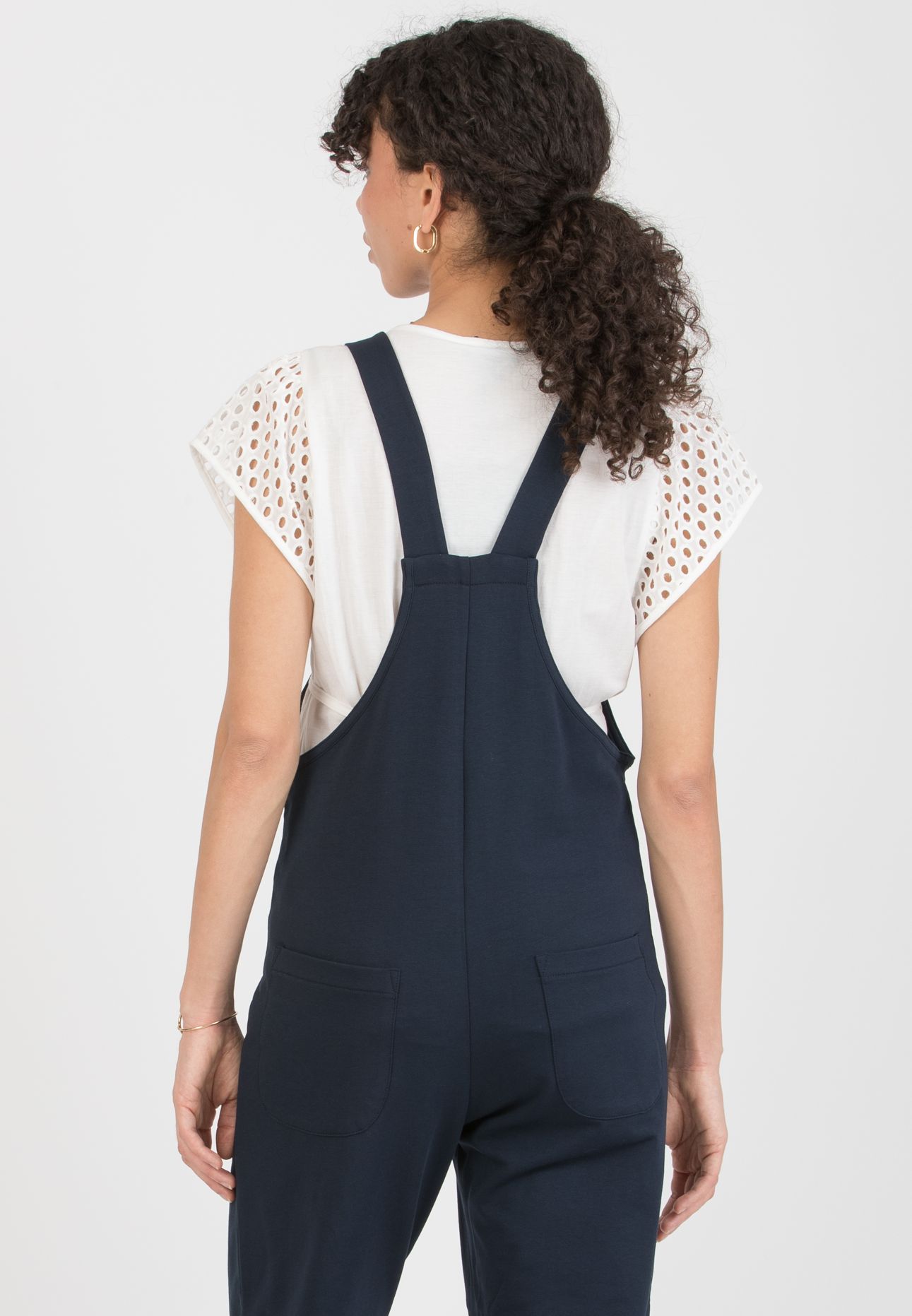 ESTER - Maternity Dungaree in Cotton Sweatshirt (Blue, XS)