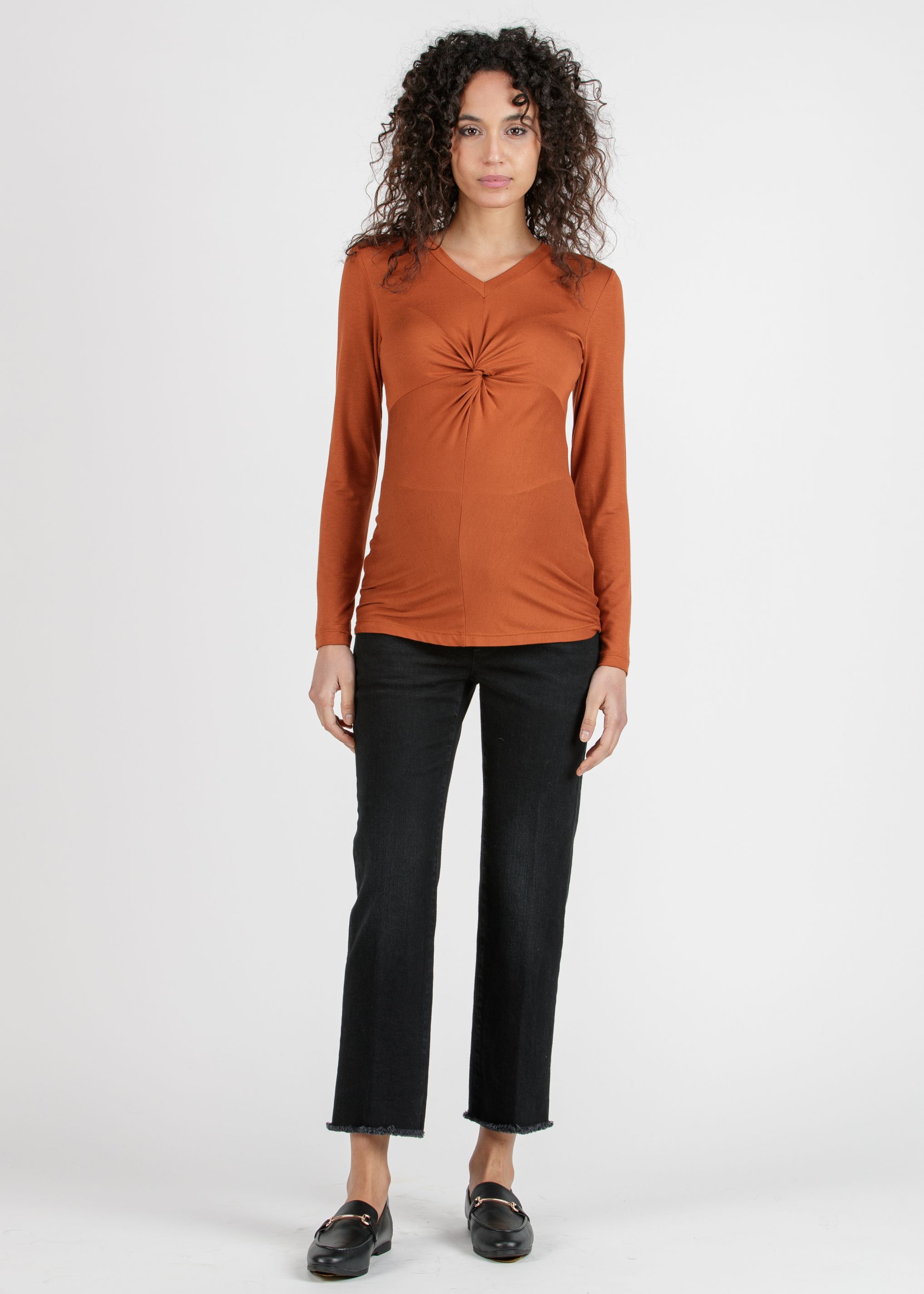 GIADA BLACK - Cropped Straight Maternity Jeans with Fringed Hem (Nero)