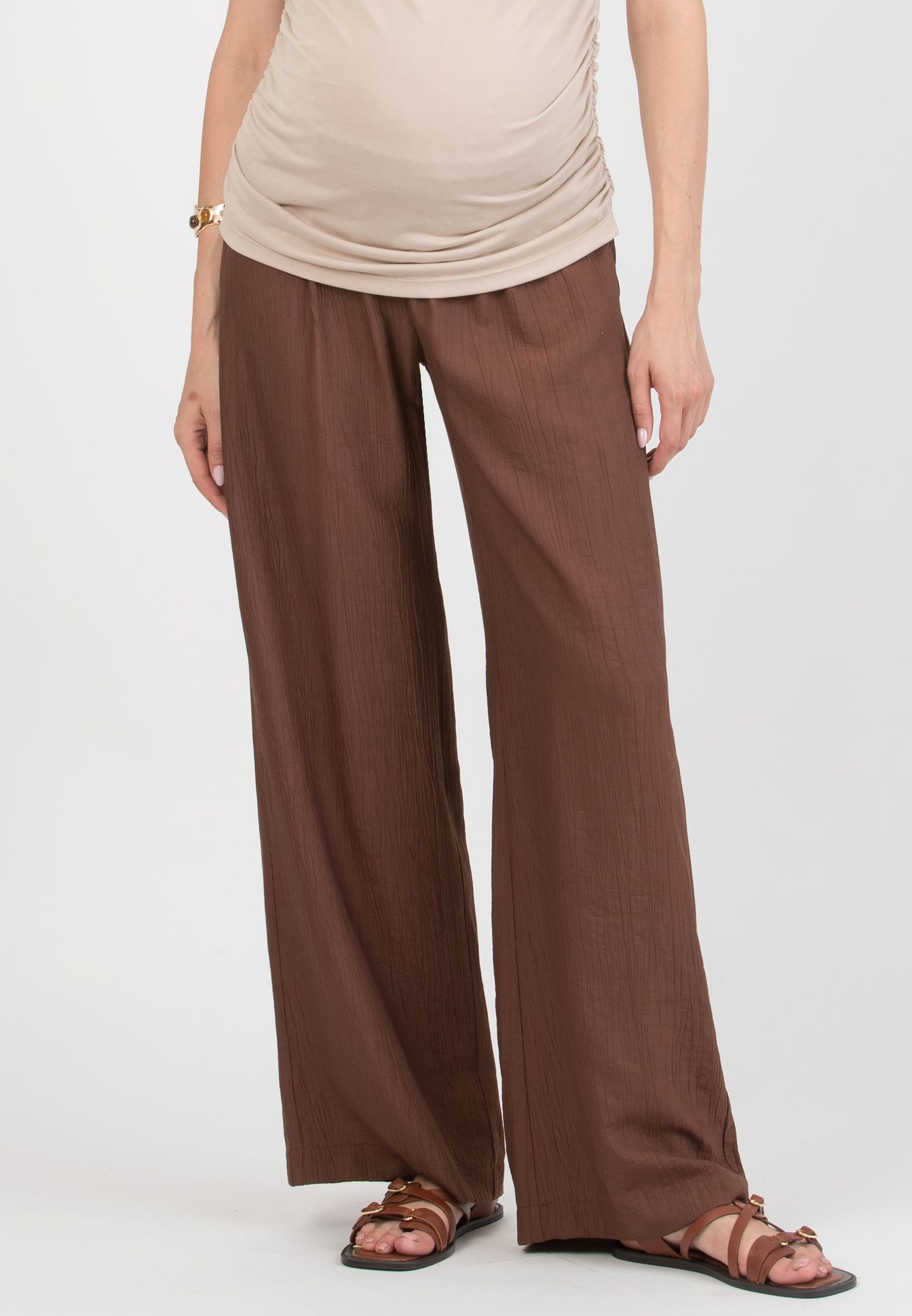 GUENDALINA LG - Maternity Palazzo Trousers in Viscose (Marrone)