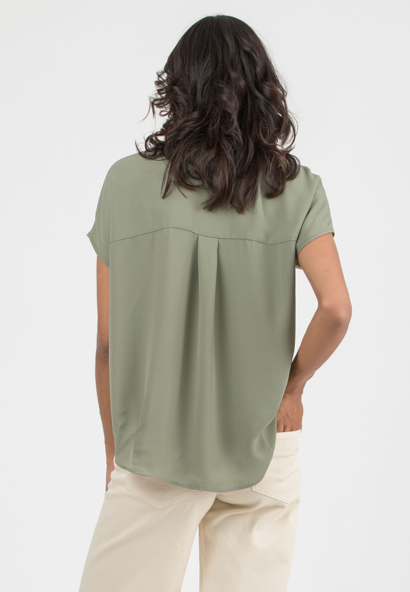 OLIVIA M/M – Oversized Maternity Shirt in Crepe (Verde Militare)