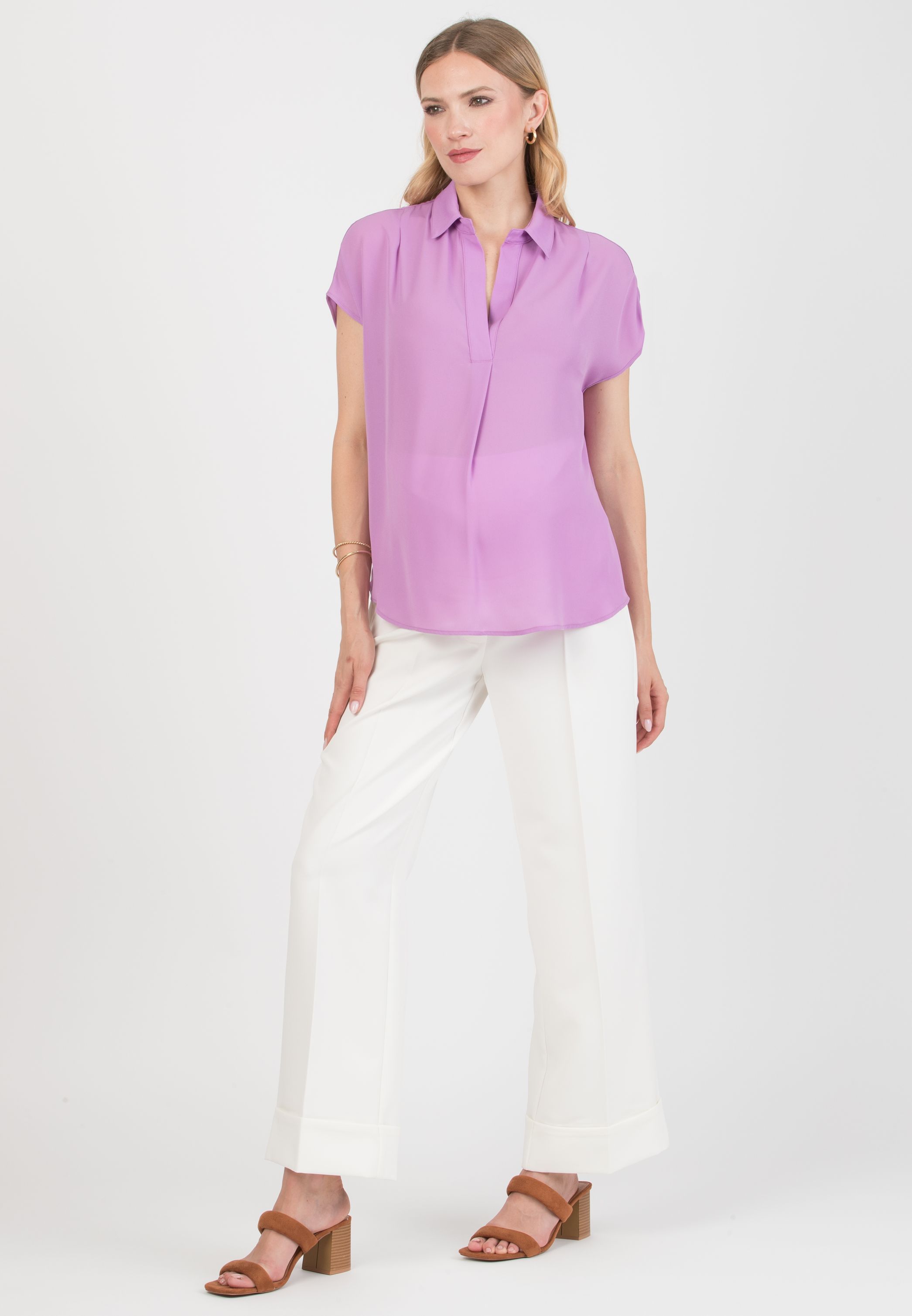 OLIVIA M/M – Oversized Maternity Shirt in Crepe (Glicine)