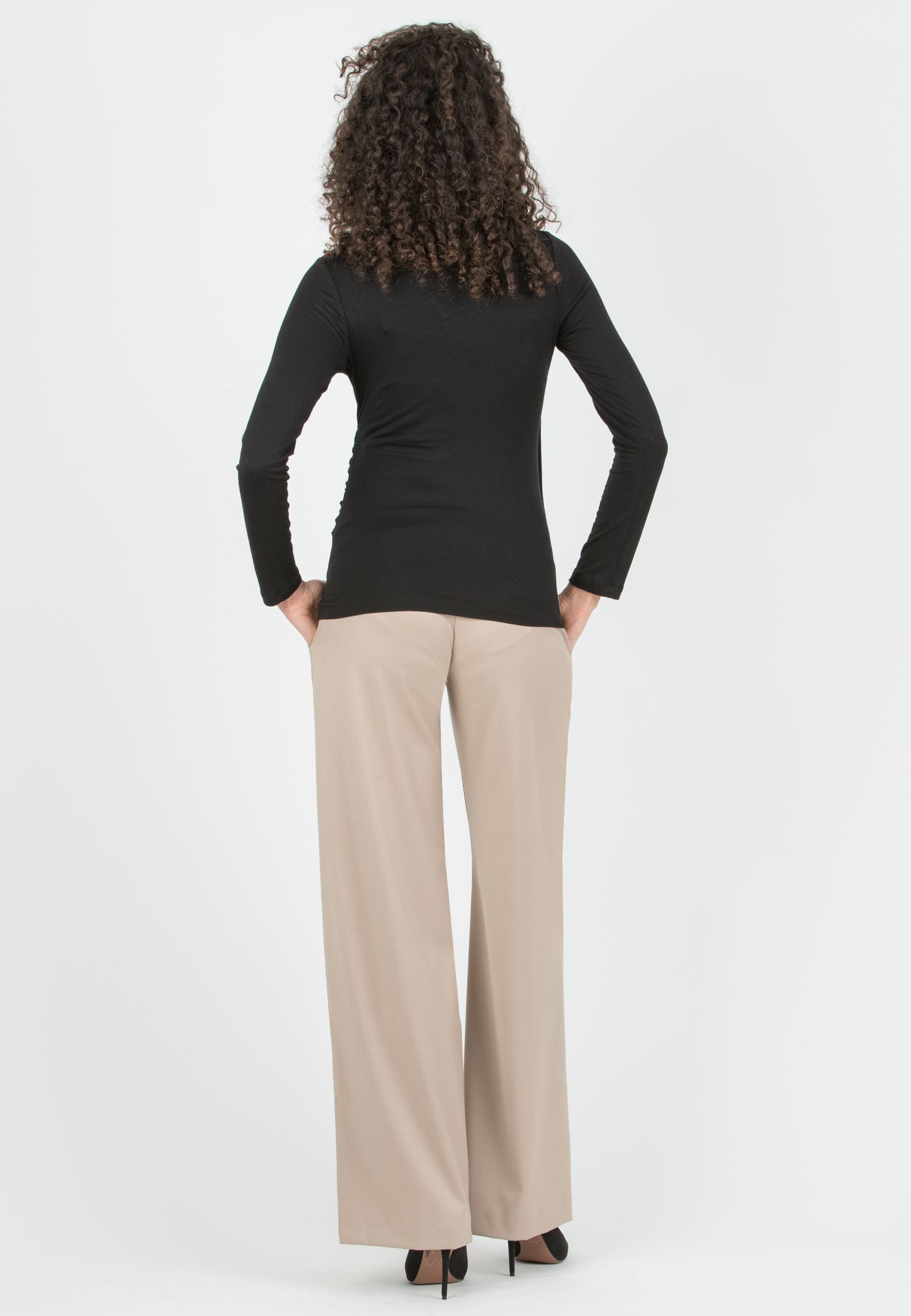 NAOMI P - Tailored Palazzo Trousers (Beige)