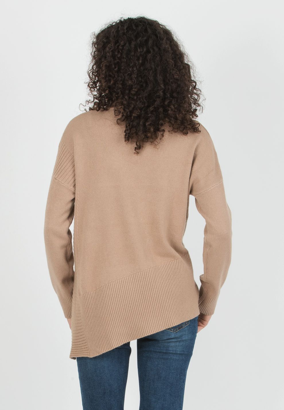 BRANDY - Maternity Wool Blend Sweater with Asymmetric Hem (Cammello)