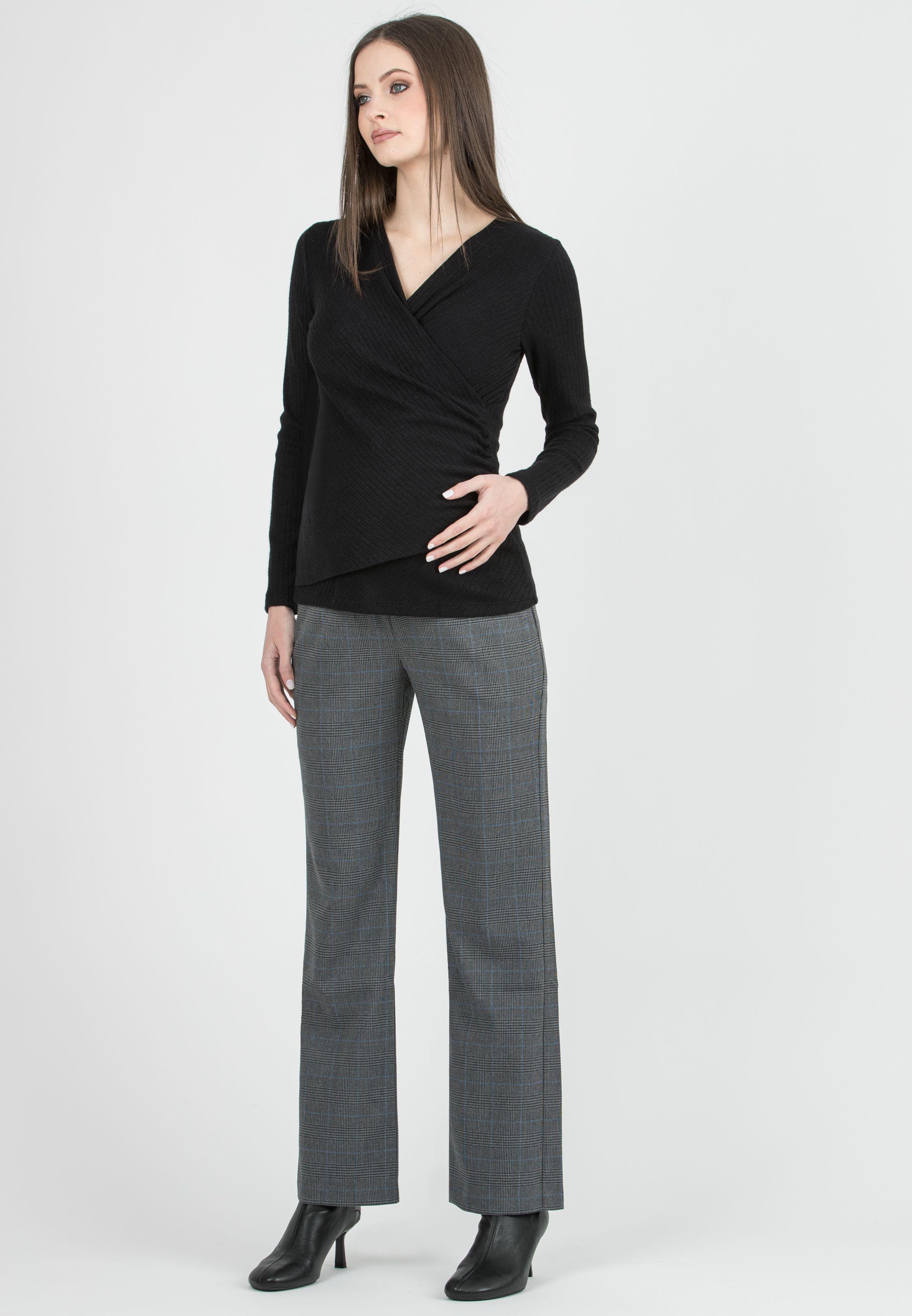 ALEX – Maternity Trousers in Patterned Fabric (Azzurro)