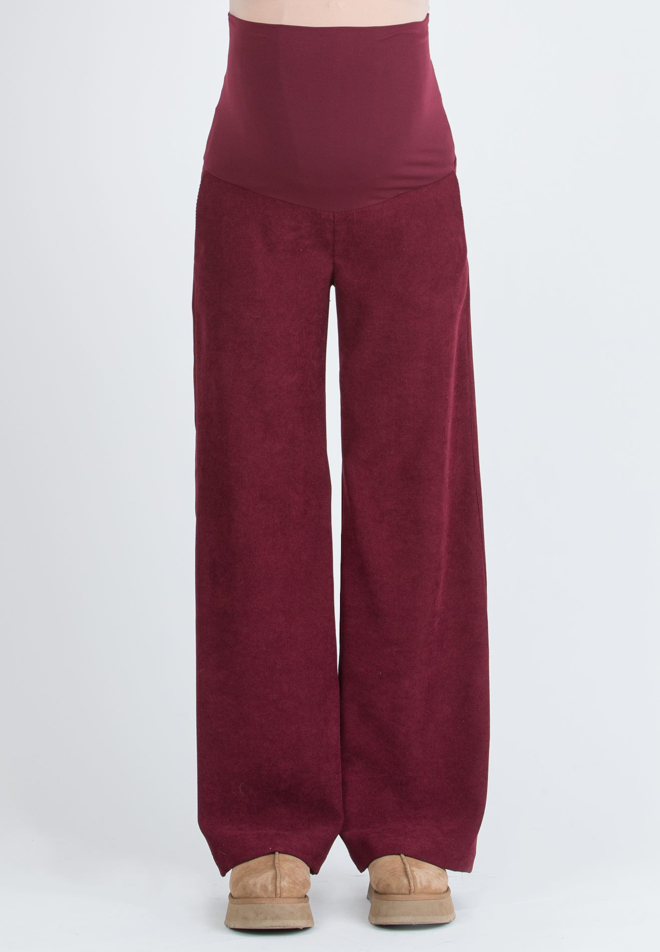 WINONA V - Palazzo Maternity Trousers in Soft Corduroy (Bordeaux)