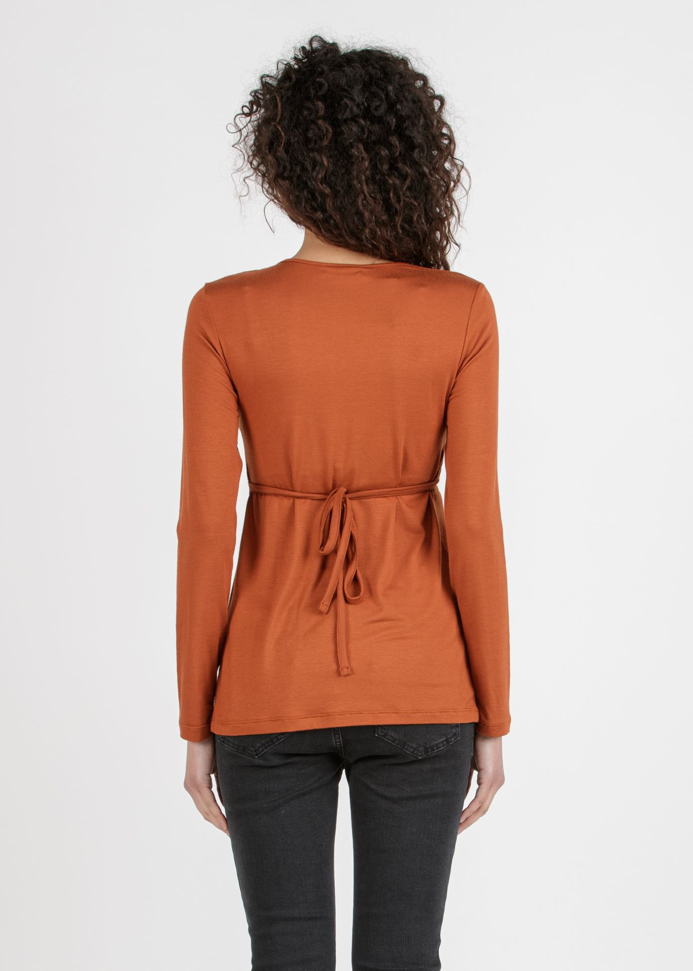 MARGHERITA M/L - Maternity and Nursing Crossover T-shirt with Strings (Coccio)