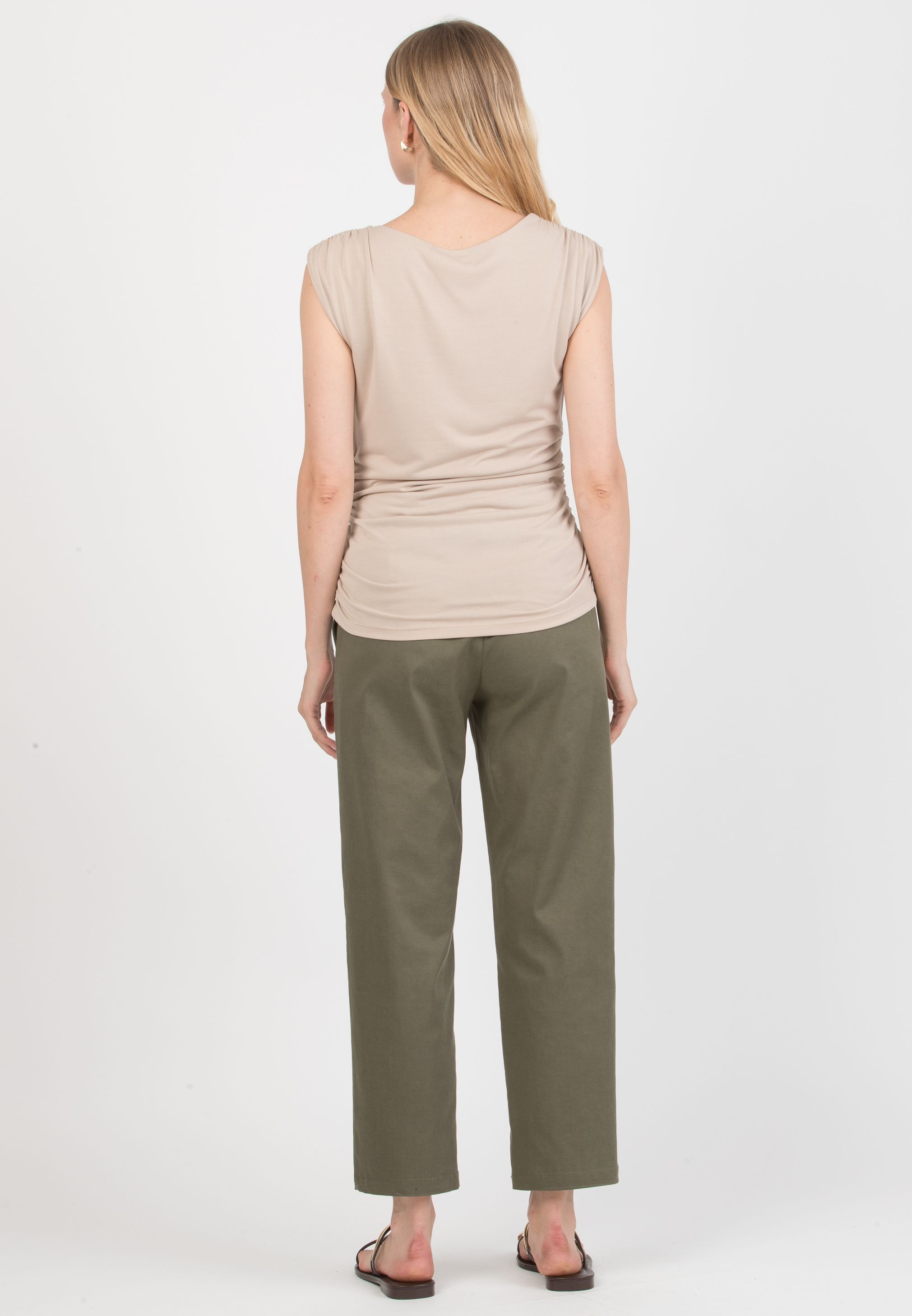CHARLIE – Maternity Balloon-Fit Trousers in Lyocell (Verde Militare)