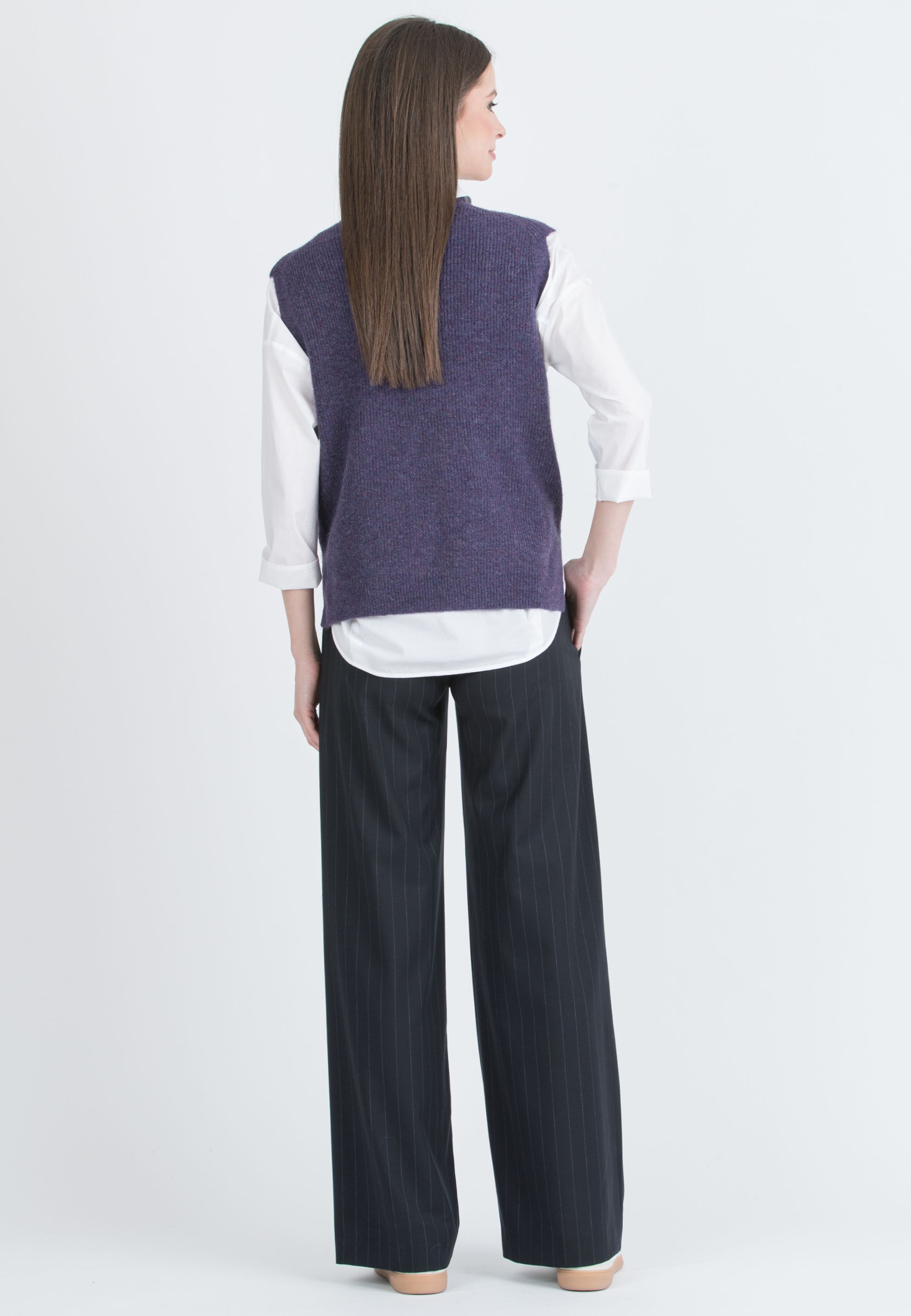 WINONA G – Maternity Pinstripe Palazzo Trousers (Blu)