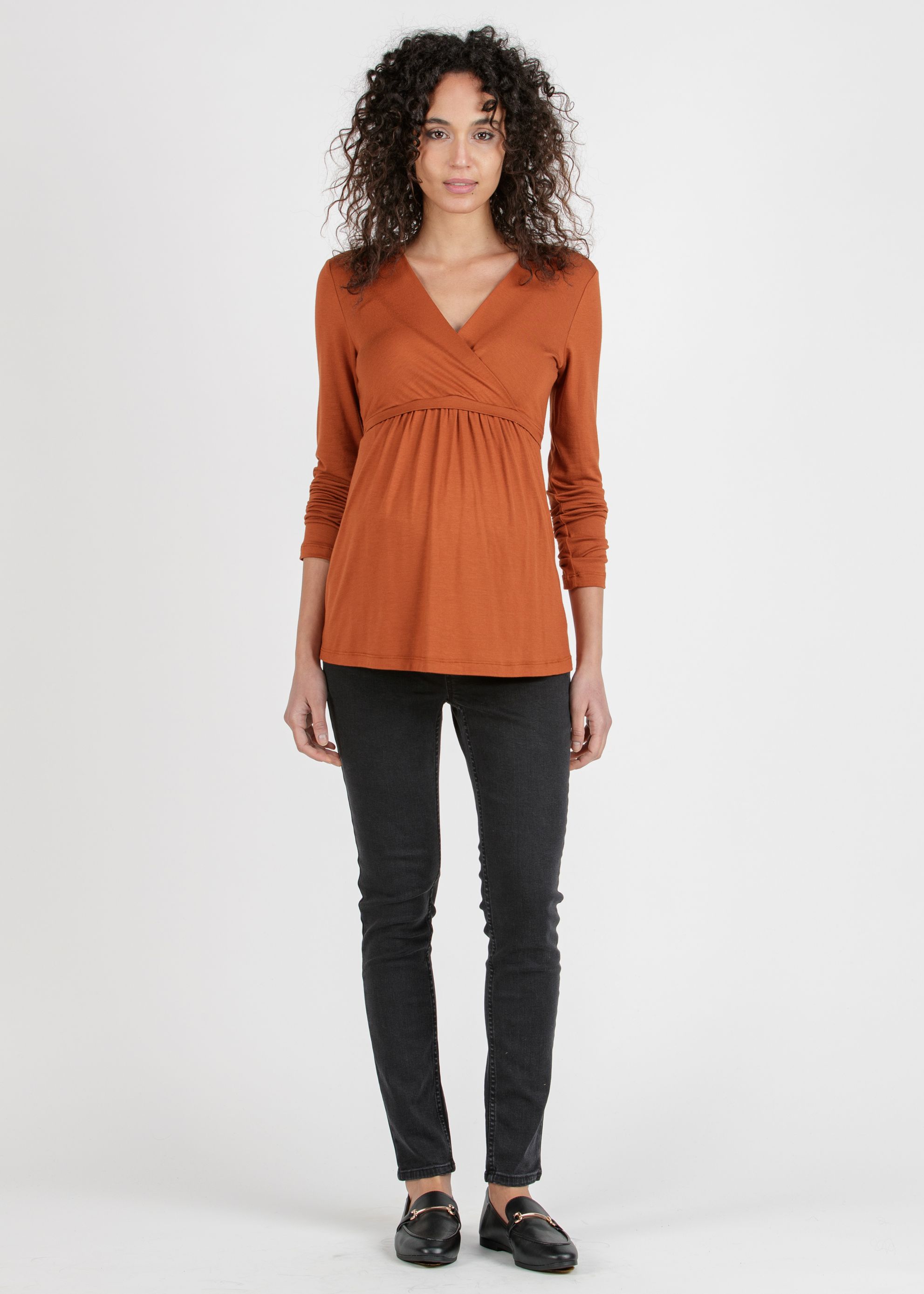 MARGHERITA M/L - Maternity and Nursing Crossover T-shirt with Strings (Coccio)