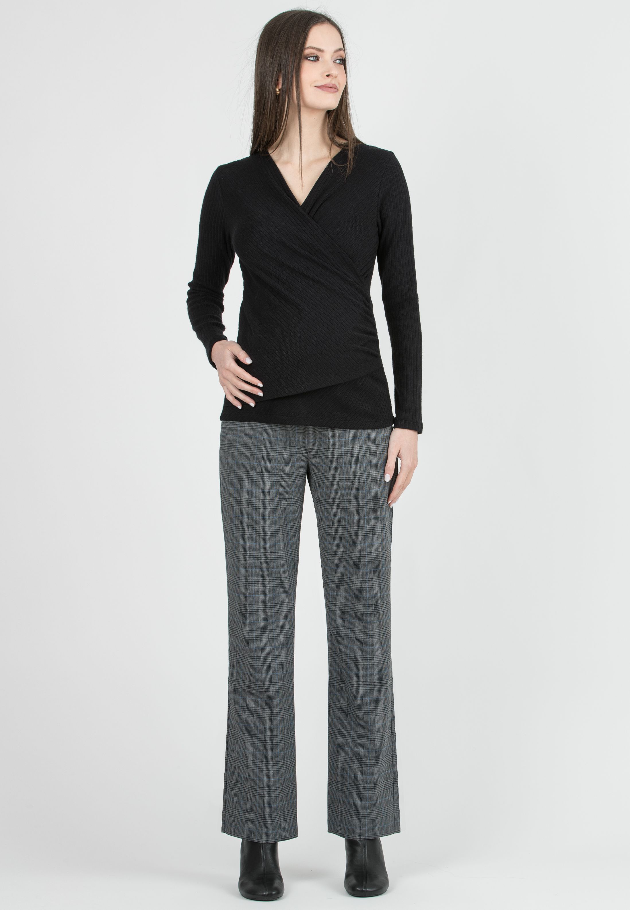 ALEX – Maternity Trousers in Patterned Fabric (Azzurro)