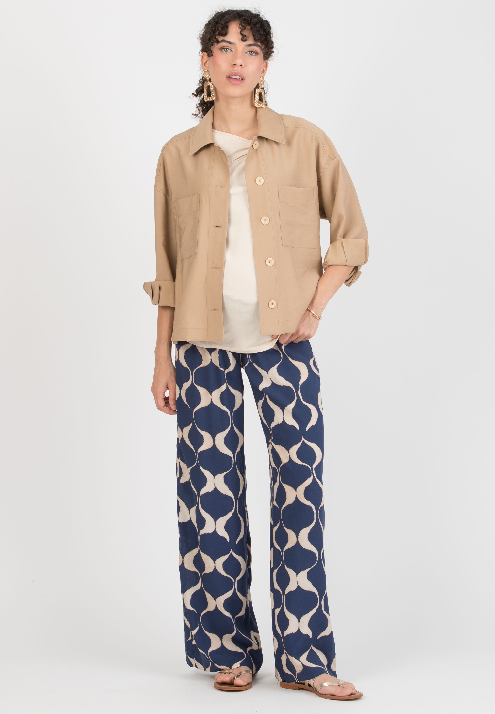 NINA - Maternity Viscose Shirt Jacket (Cammello)