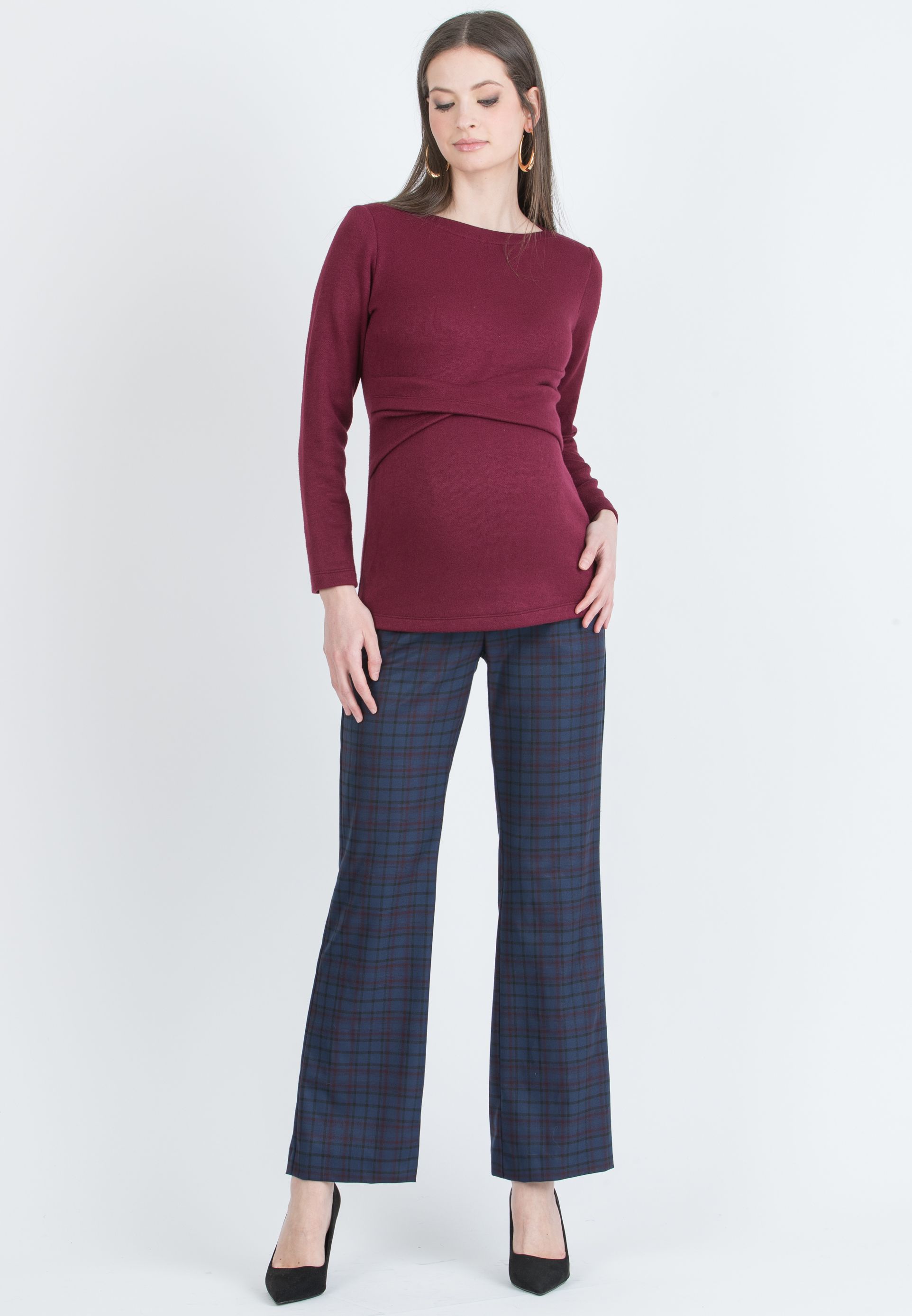 ALEX – Maternity Trousers in Patterned Fabric (Blu)