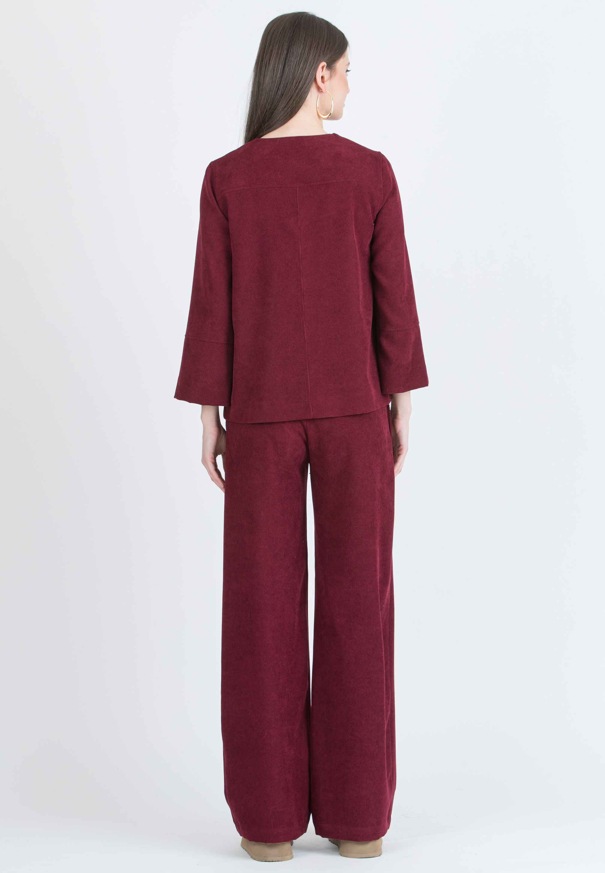 WINONA V - Palazzo Maternity Trousers in Soft Corduroy (Bordeaux)