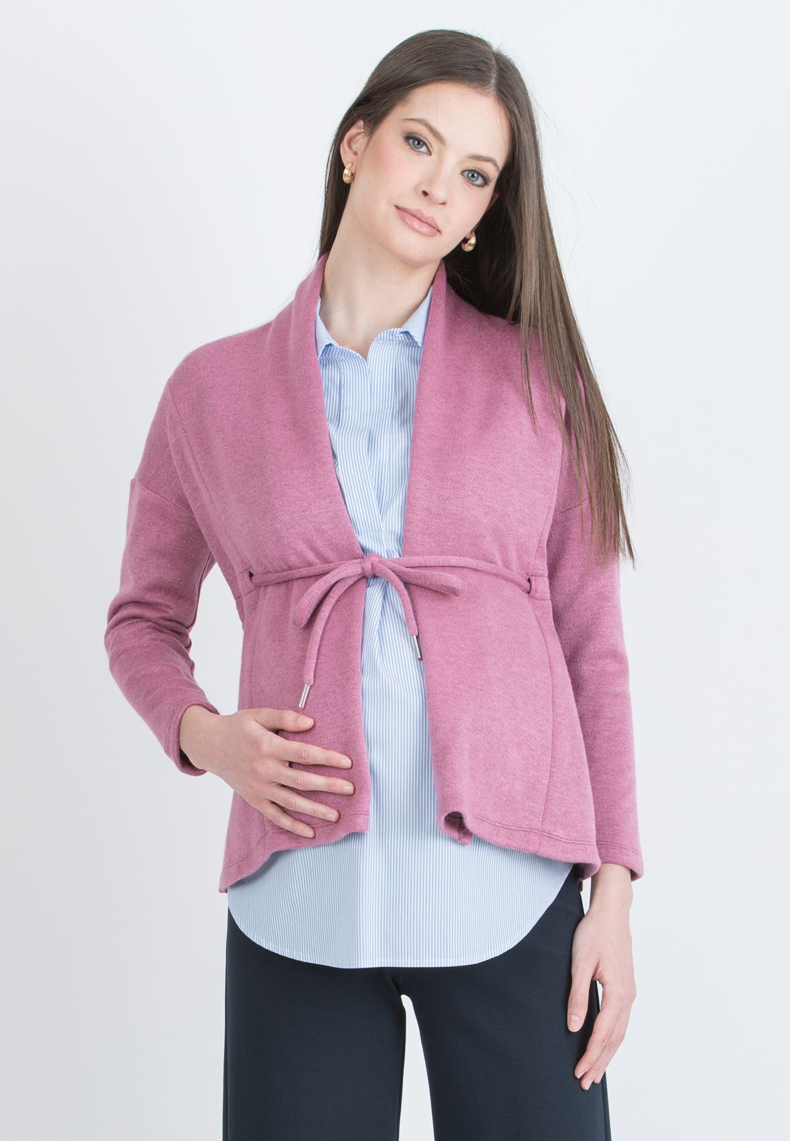 ALMA – Maternity Knit Cardigan with Tie (Rosa)