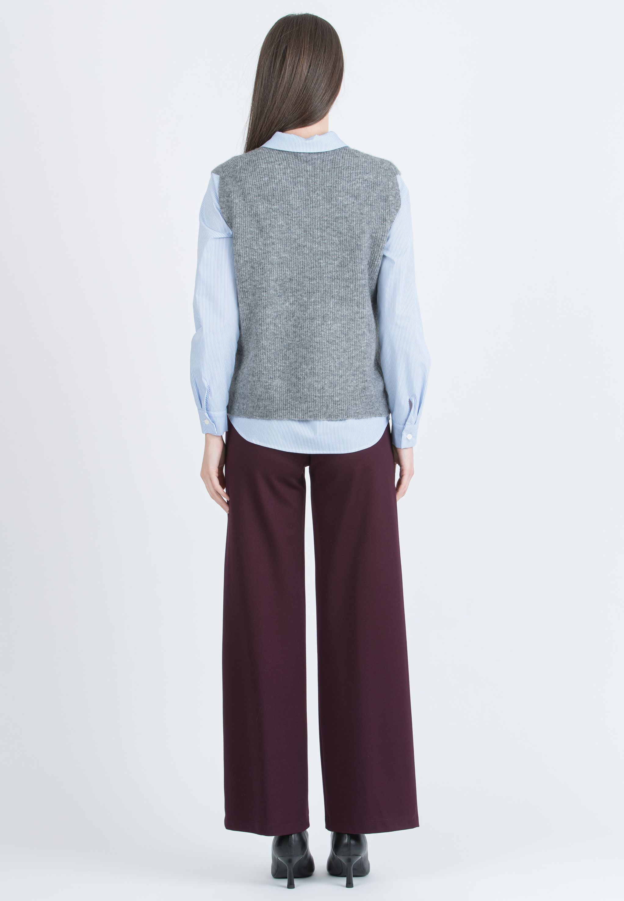 KIMBERLY - Maternity trousers in Diagonal Ponte Fabric (Bordeaux)