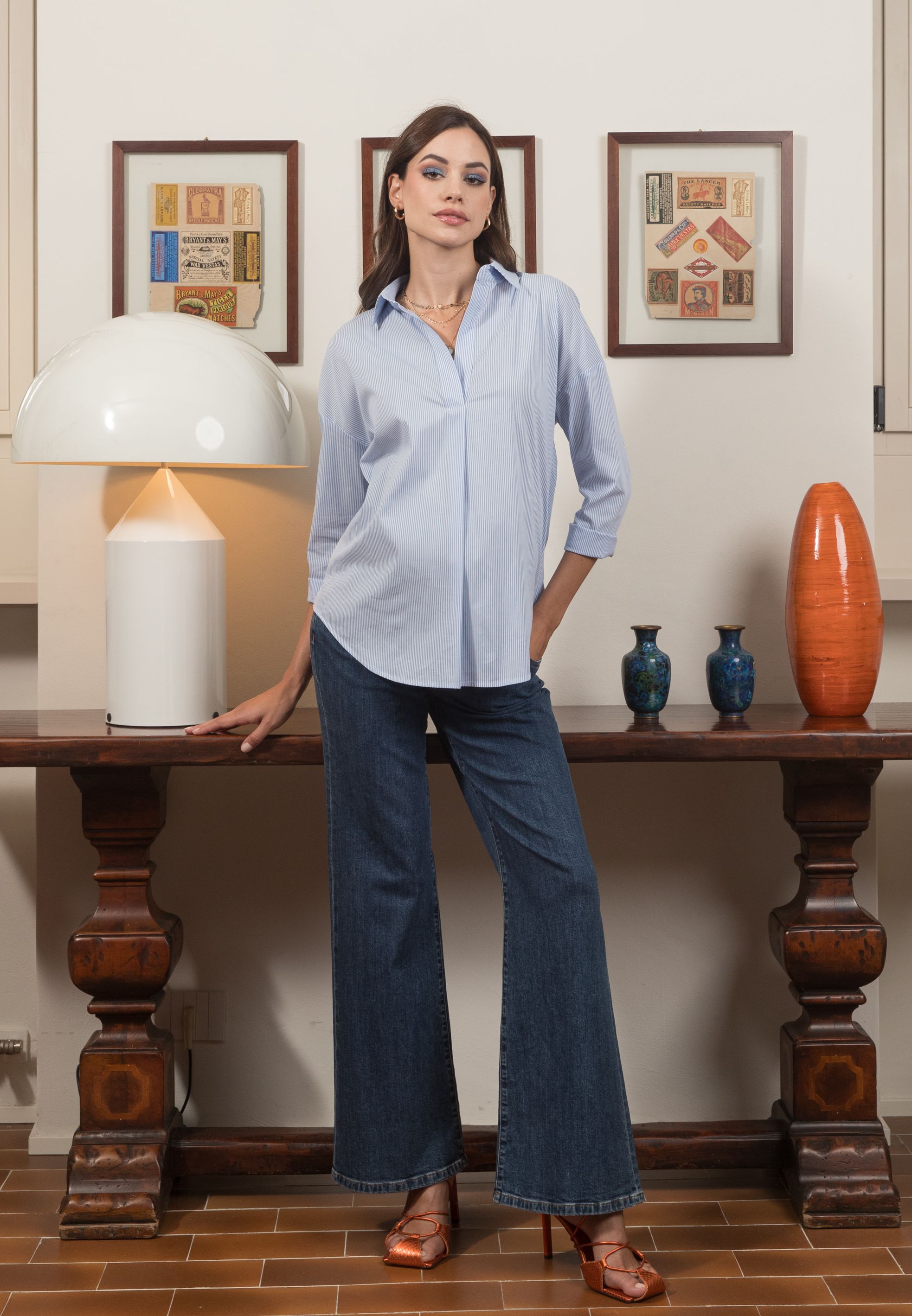 BELINDA - Jeans Premaman a Zampa (Blu Scuro)