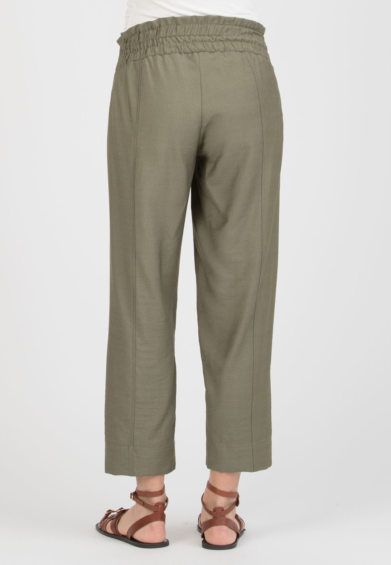 JADEN – Maternity Viscose Trousers with Elastic Waist (Verde Militare)