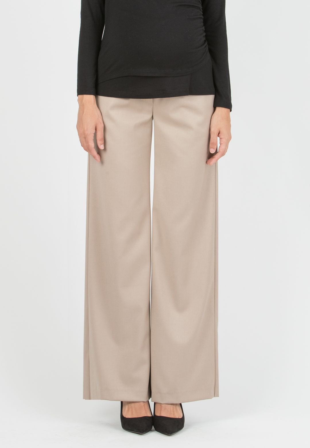 NAOMI P - Tailored Palazzo Trousers (Beige)