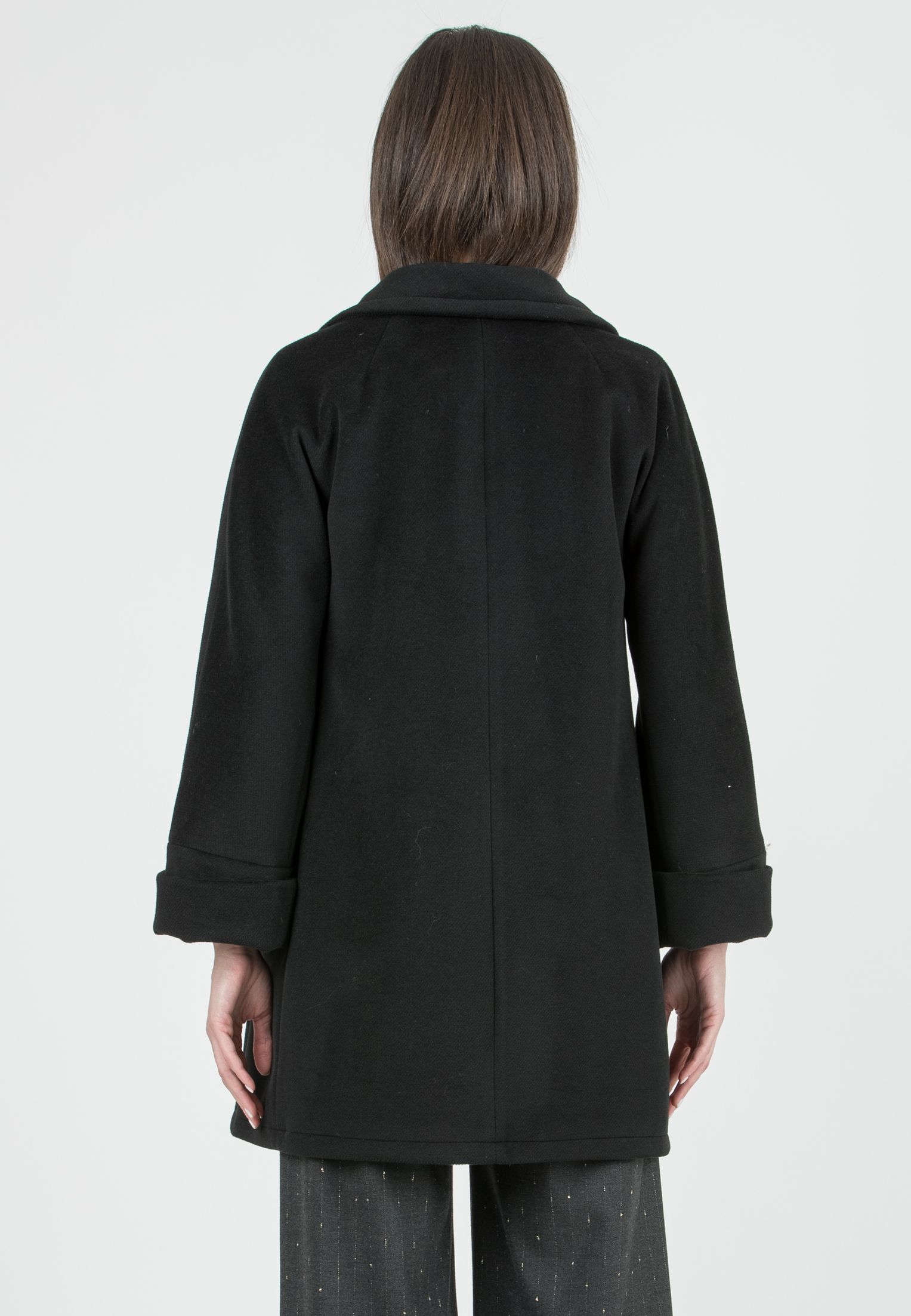 Maternity Kimono Coat with Lapel Collar (Nero)