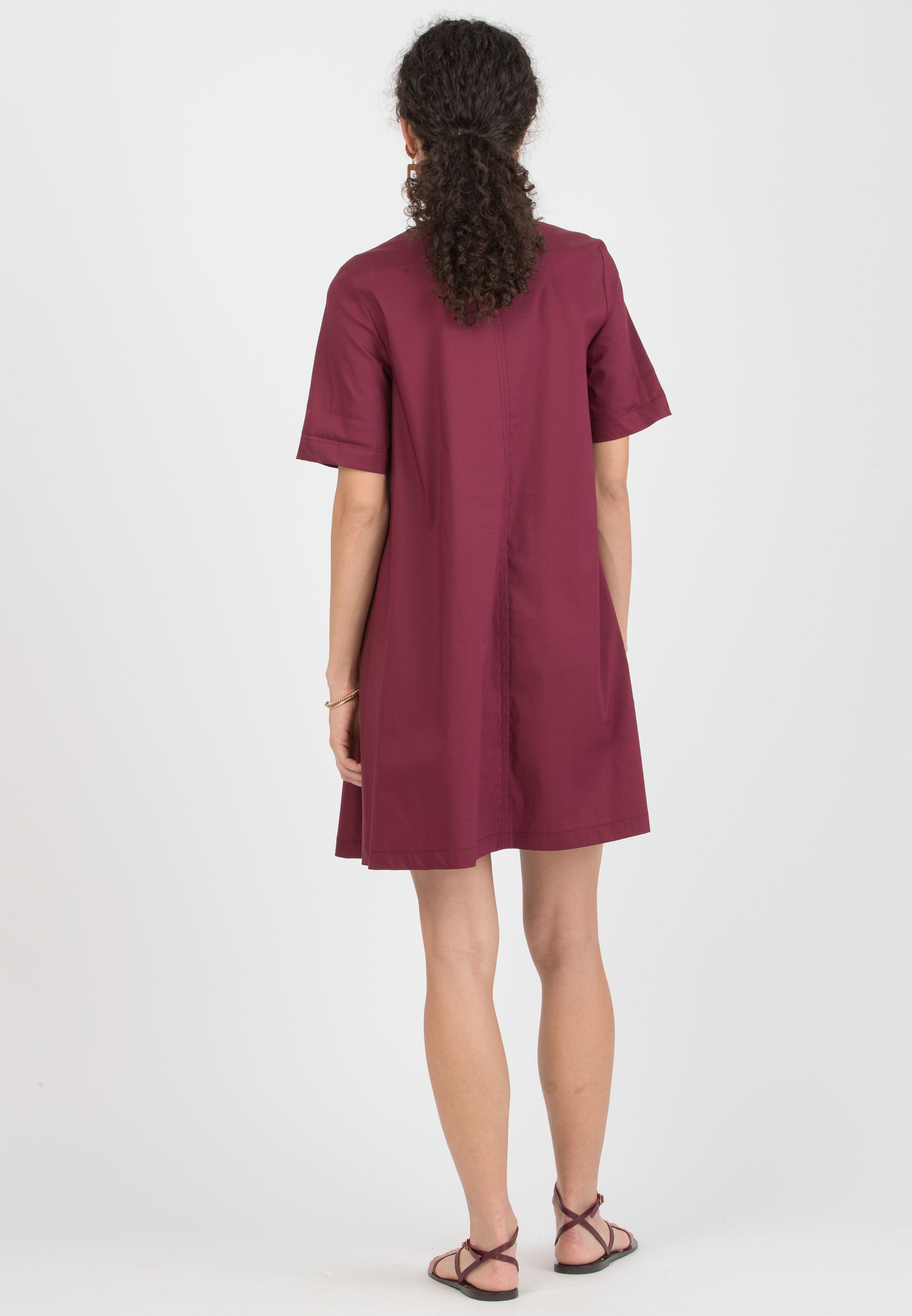 JULIET - Maternity & Nursing Dress in Stretch Cotton (Bordeaux)